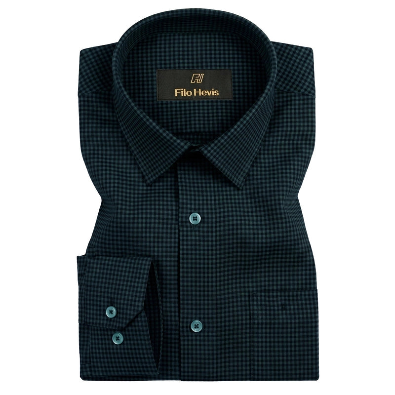 Cotton Check Shirt for Men |Slim fit | Navy Blue