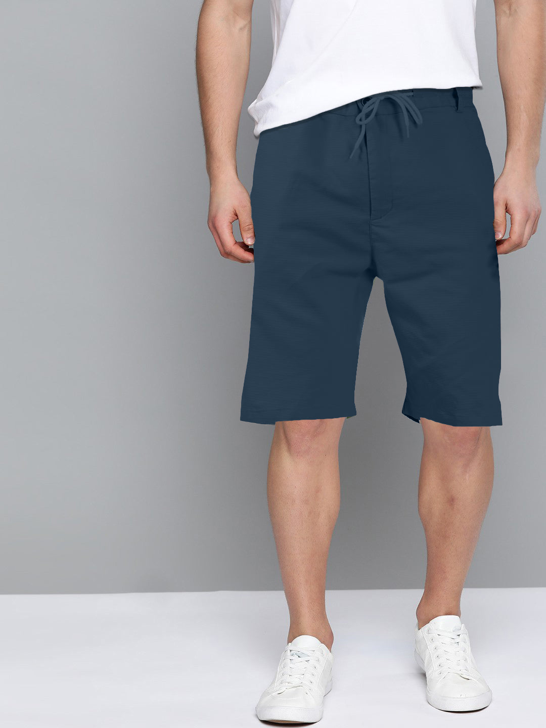 Cotton Solid Shorts Navy Blue