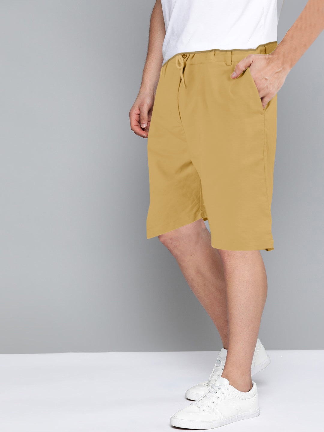 Cotton Solid Shorts Yellow