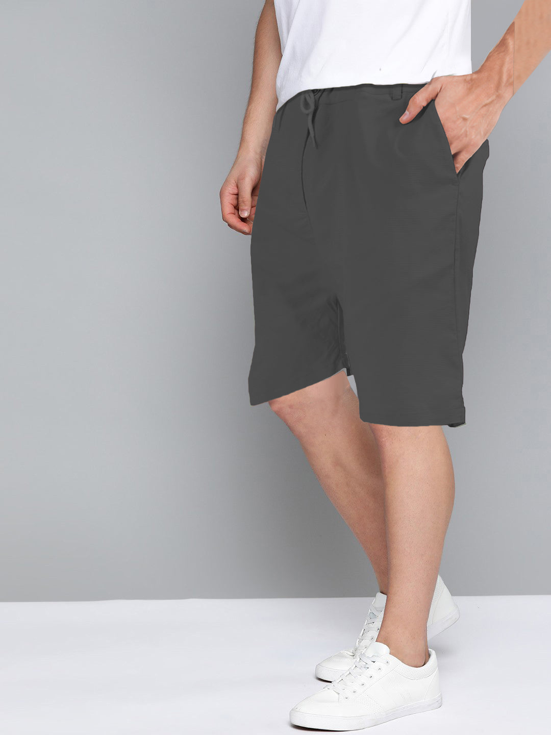 Cotton Solid Shorts Dark Grey