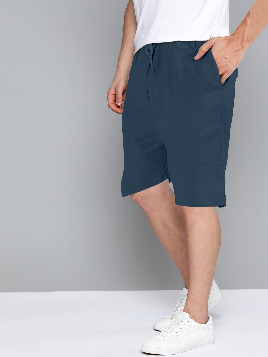 Cotton Solid Shorts Navy Blue