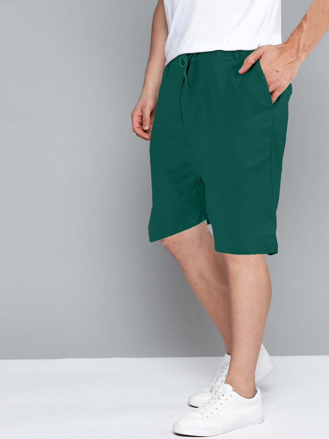 Cotton Solid Shorts Teal Green