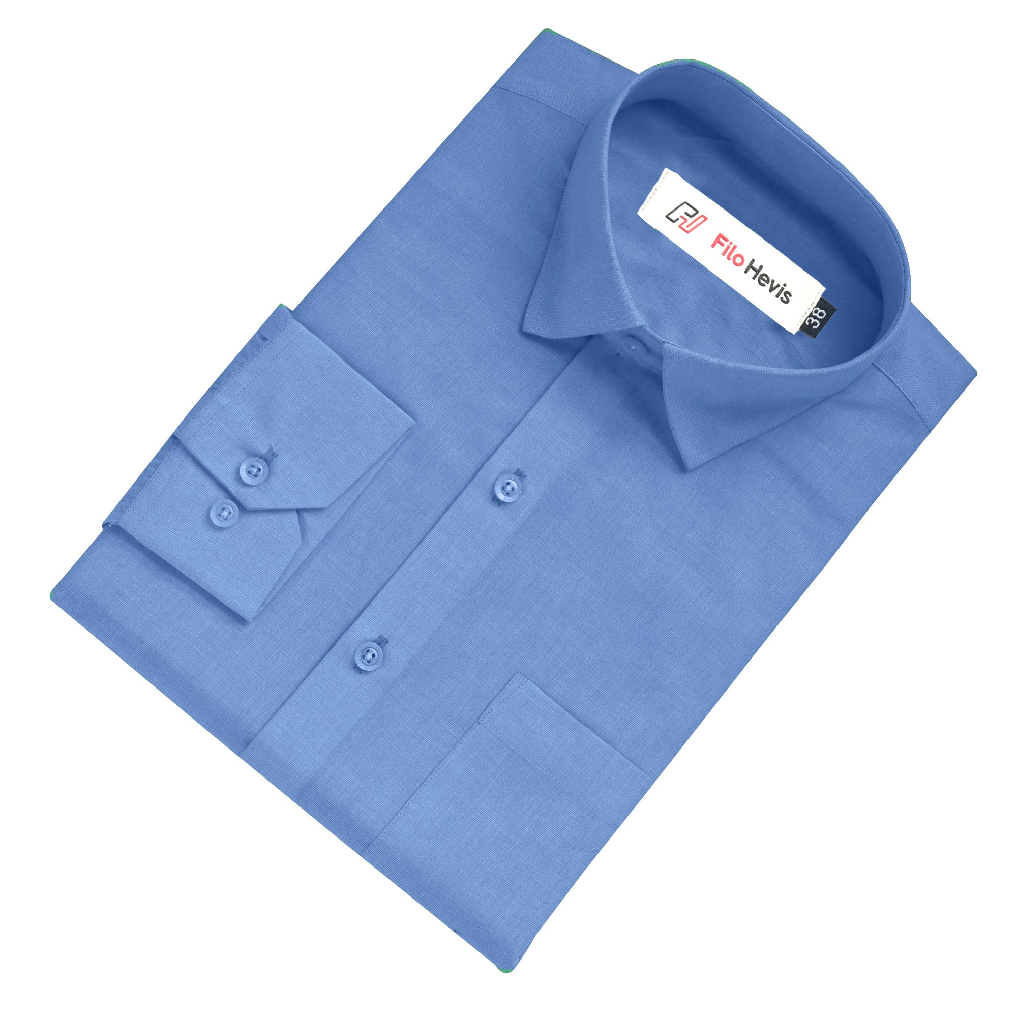 Filafil Fabric Regular Fit Single Pocket Formal Shirt Full Sleeve -Blue