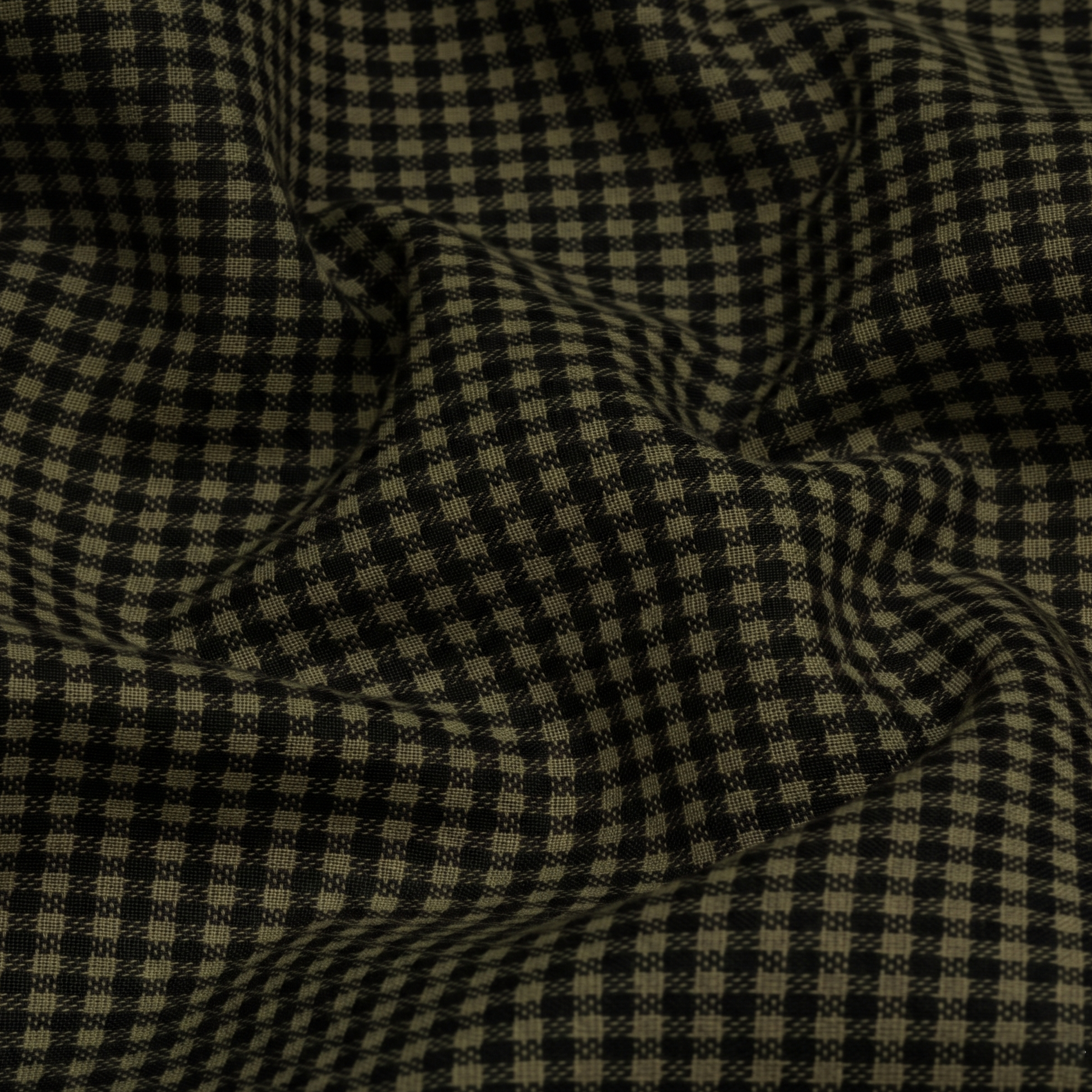 Men's Cotton Check Shirt-Olive-Green, Regular Fit, All-Day Comfort