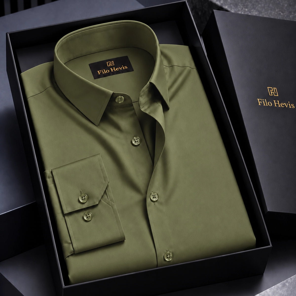 Men’s Satin Lycra Formal Shirt (Imported Fabric)| Olive Green