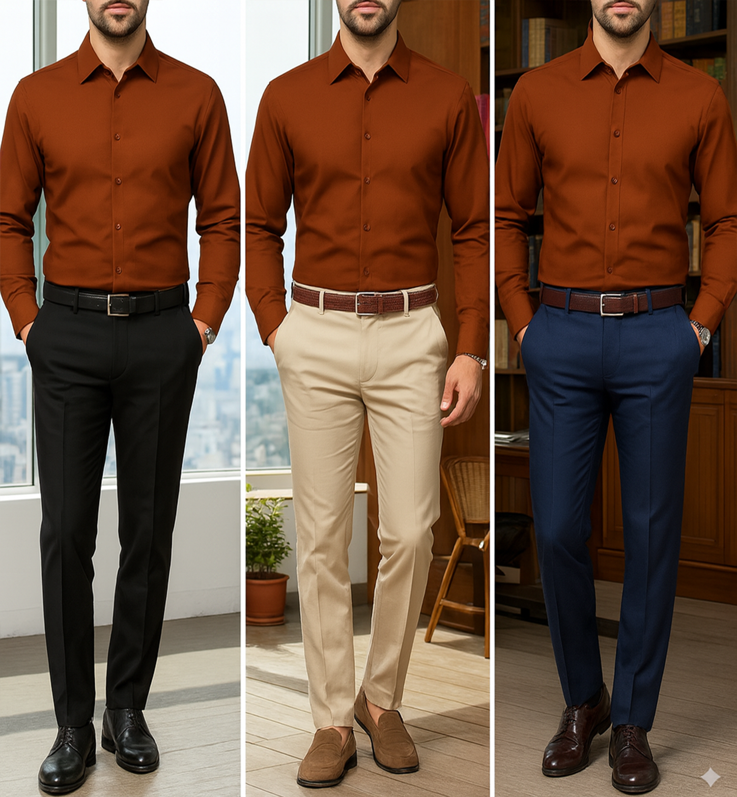 Men's Satin Lycra formal Full Sleeve Shirt Orange