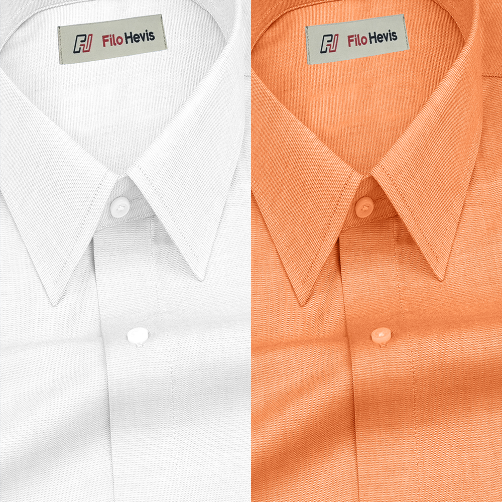 Combo of 2 Filafil Fabric Regular Fit Formal Shirts – White & Orange (Single Pocket)
