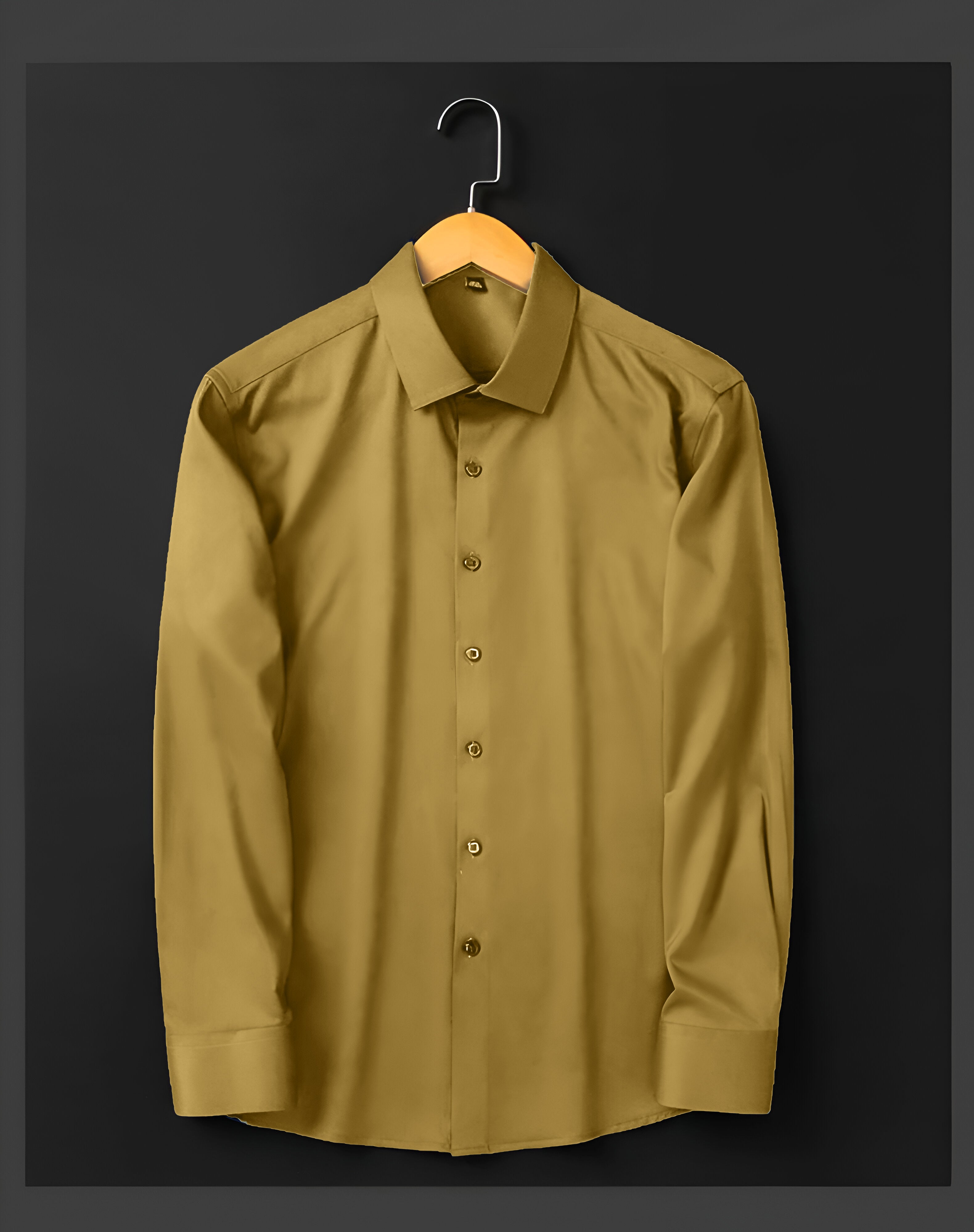 Men's Formal Regular Fit Cotton Full Sleeve Shirt - Pale Gold