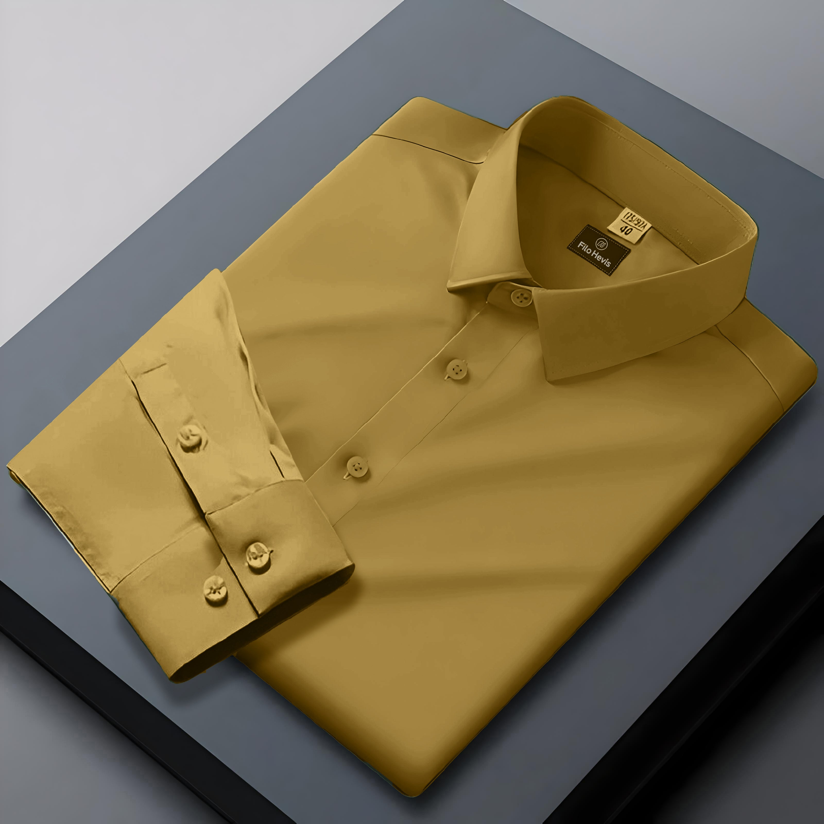 Men's Formal Regular Fit Cotton Full Sleeve Shirt - Pale Gold