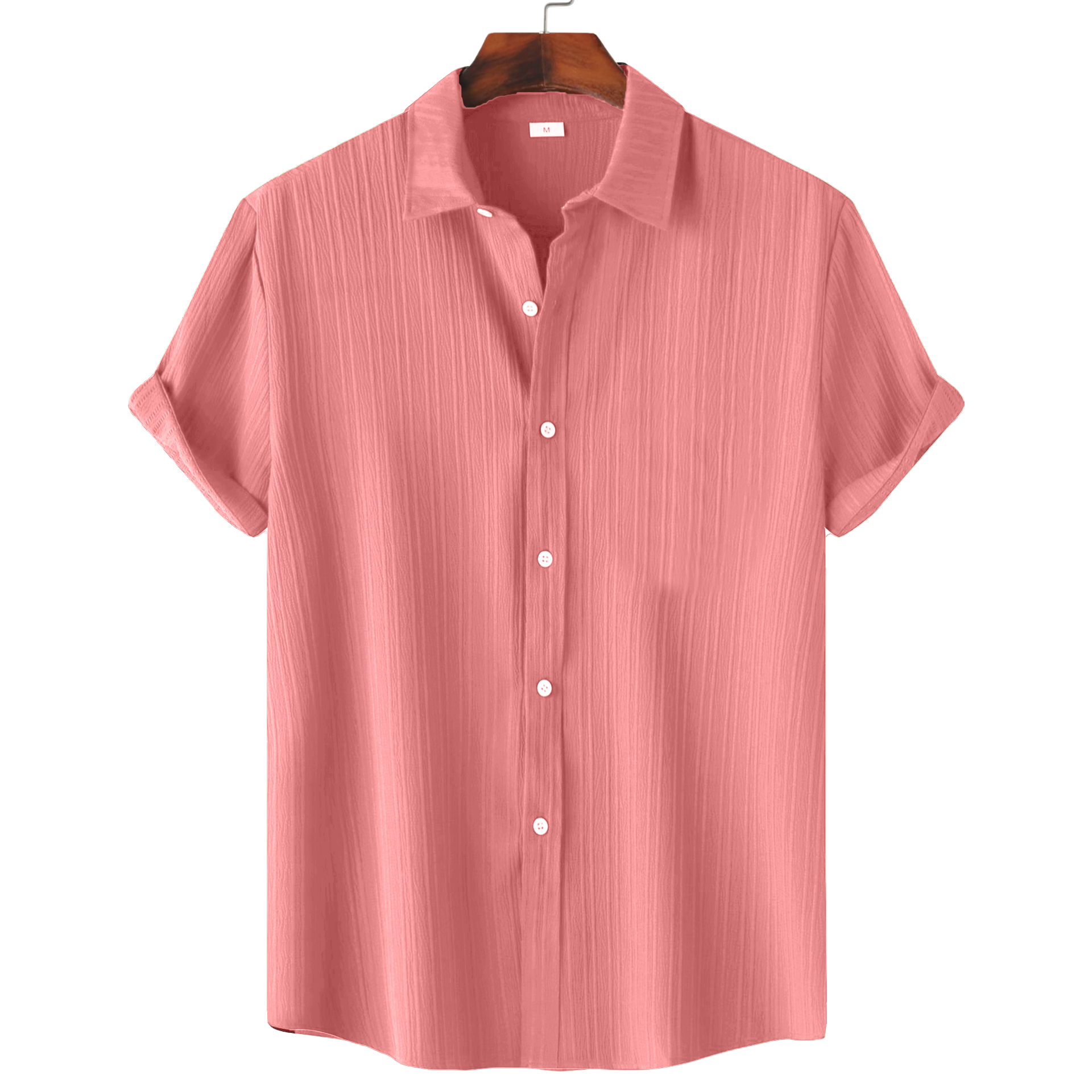 Men’s Textured Popcorn Half Sleeve Casual Shirt – Peach