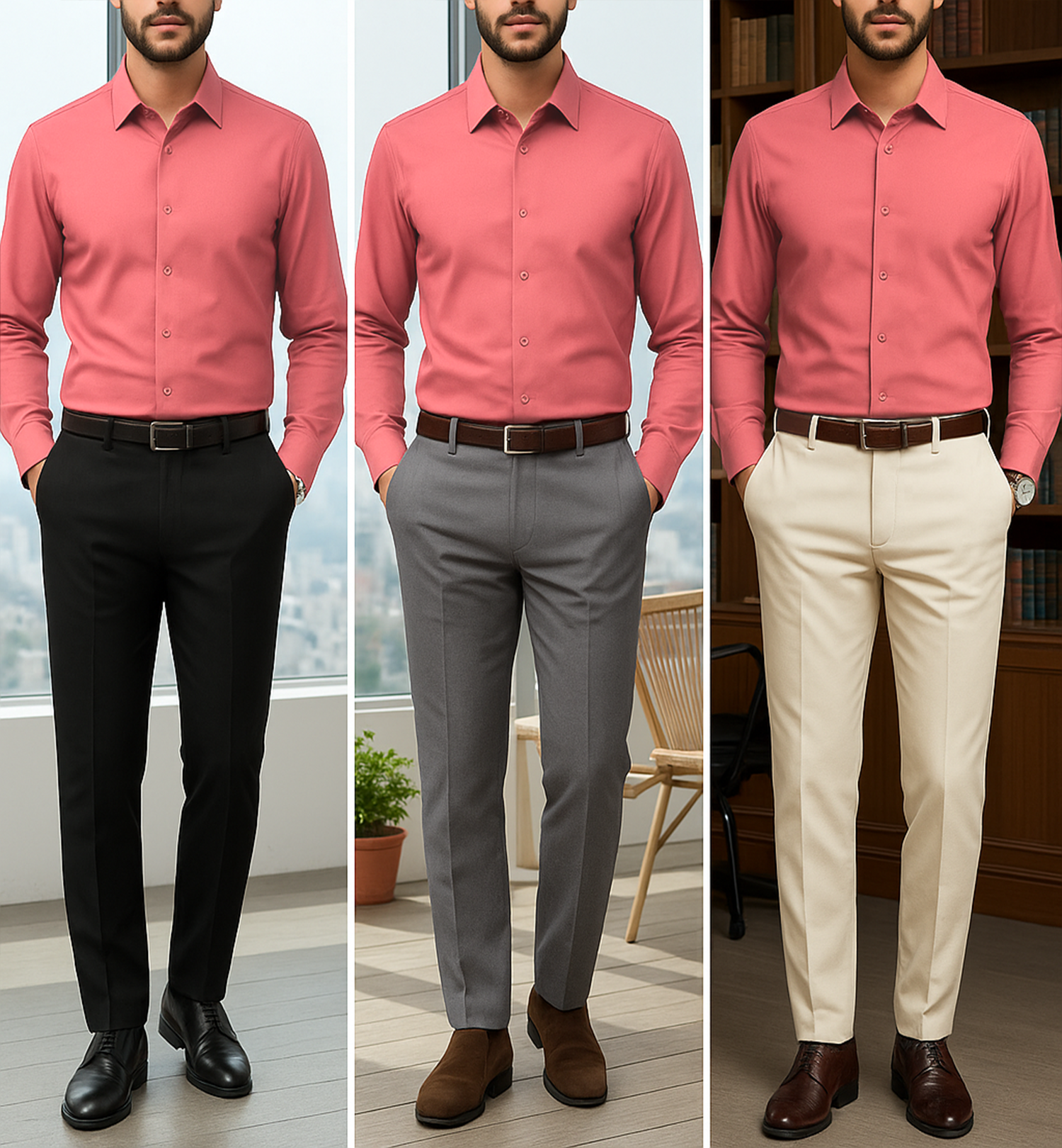 Men's Satin Lycra formal Full Sleeve Shirt Peach