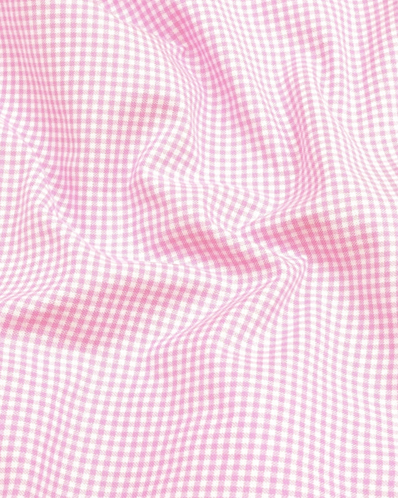 Oxford Cotton Check Shirt for Men |Slim fit | Pink