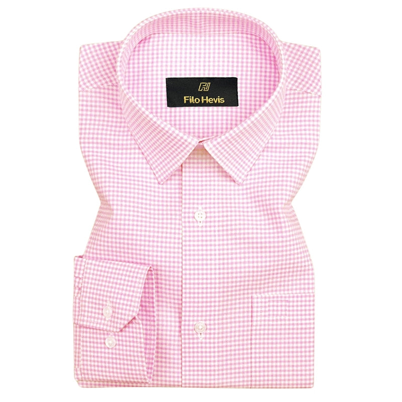 Oxford Cotton Check Shirt for Men |Slim fit | Pink