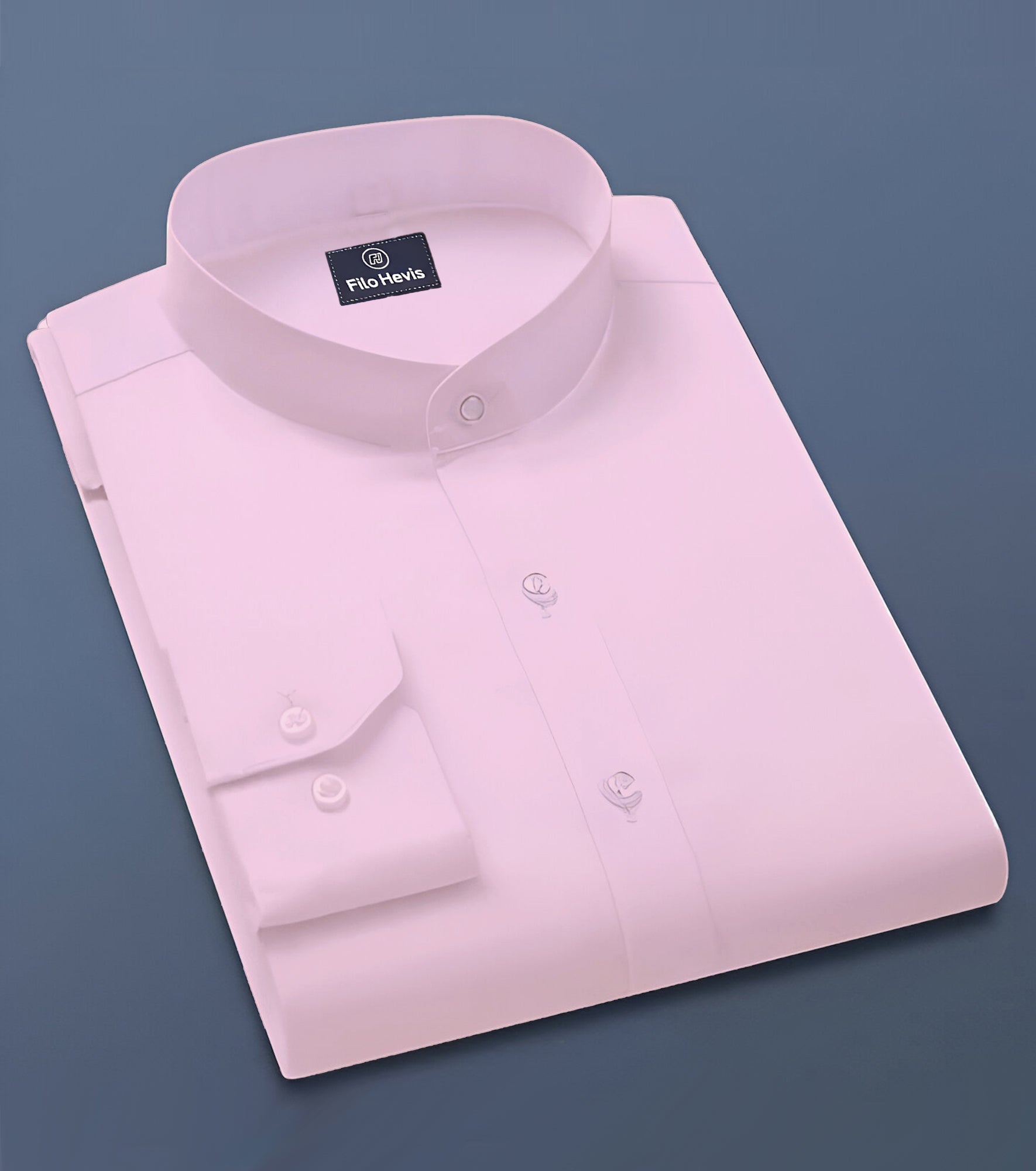 Men's Full-Sleeve Mandarin Collar Solid Regular Fit Casual Shirt-Pink