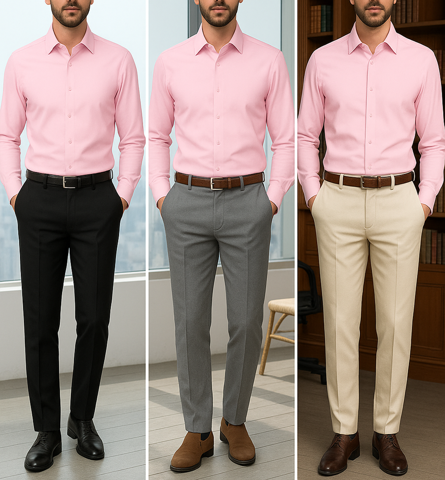 Men's Satin Lycra formal Full Sleeve Shirt Pink