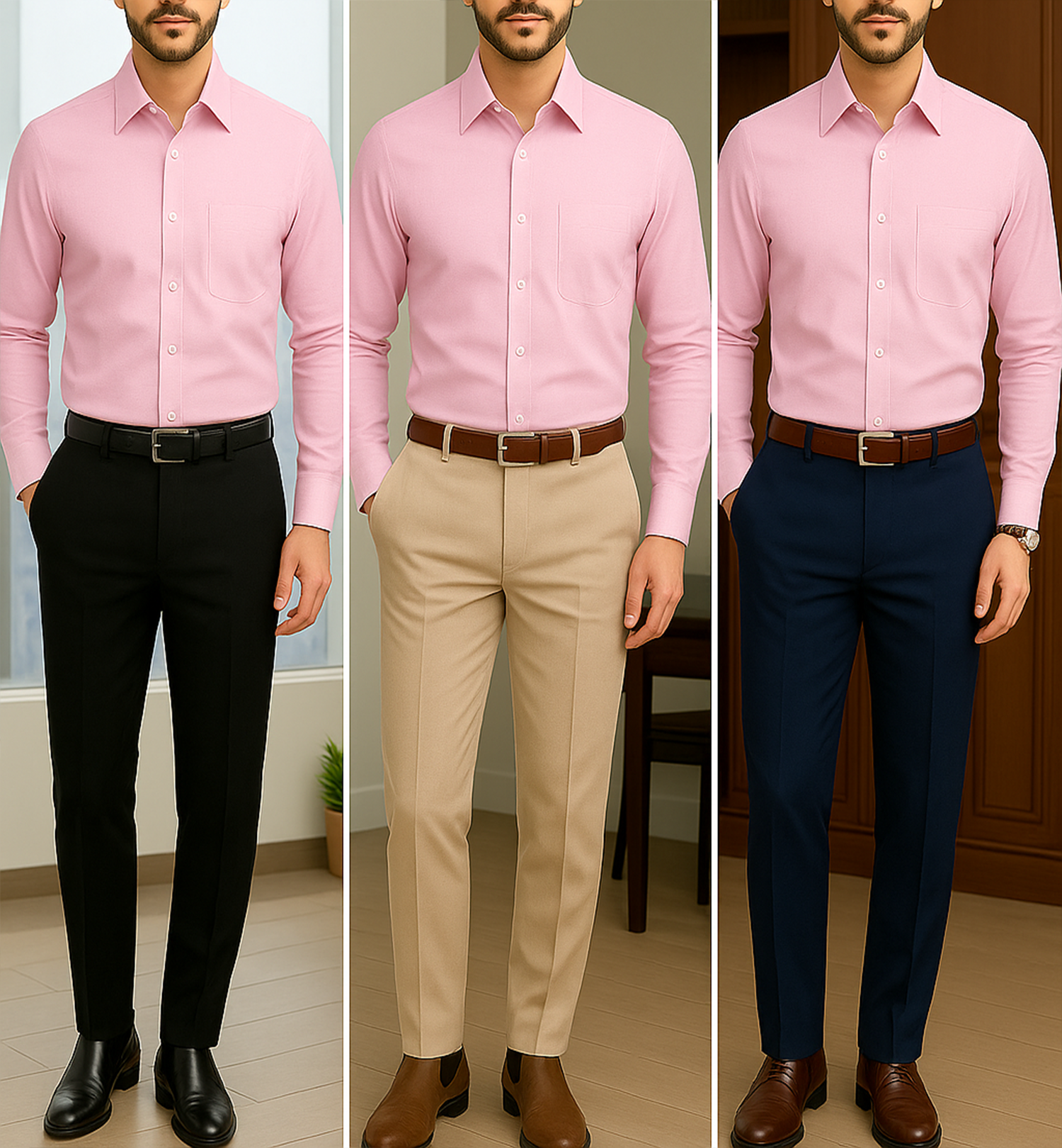 Filafil Fabric Regular Fit Single Pocket Formal Shirt Full Sleeve -Light Pink