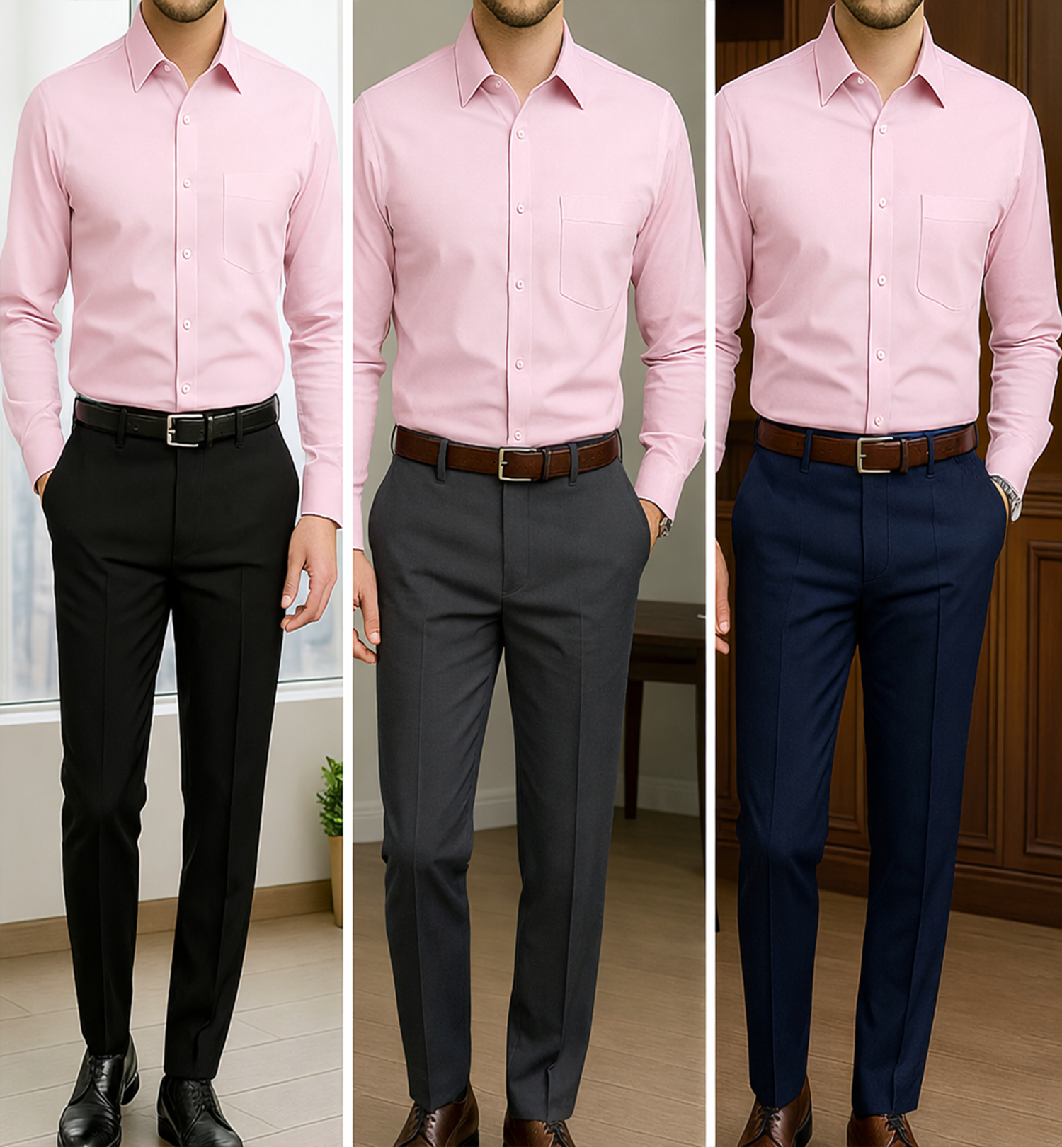 PLATINUM COTTON SATIN FORMAL SHIRT FOR MEN (Single Pocket)-Pink