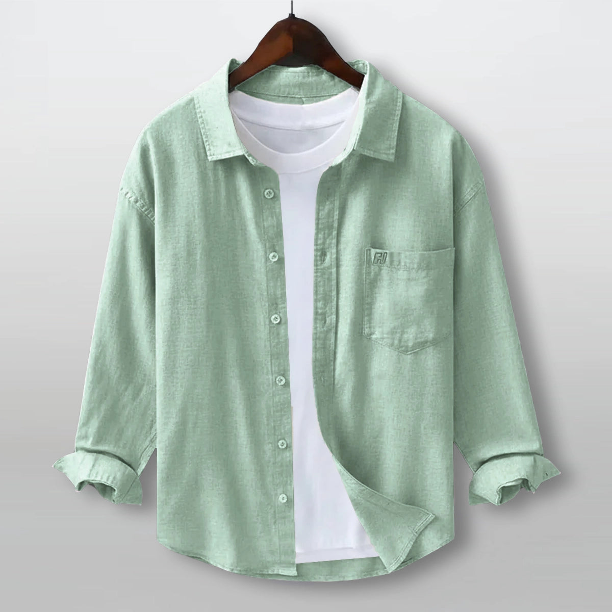 FINE LINEN SHIRTS FOR MEN (Full Sleeves)-Pista Green