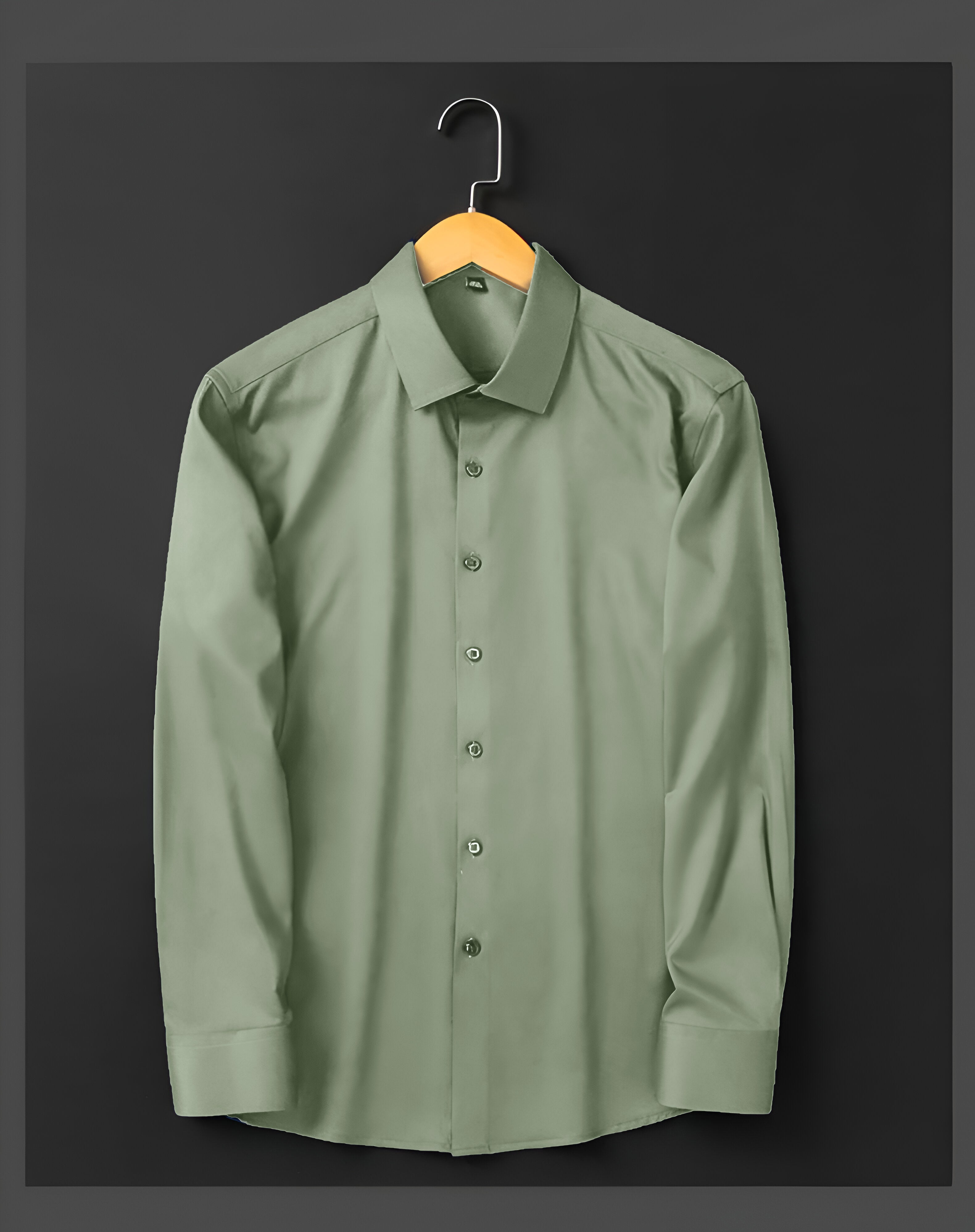 Men's Formal Regular Fit Cotton Full Sleeve Shirt - Pista Green/Sage Green