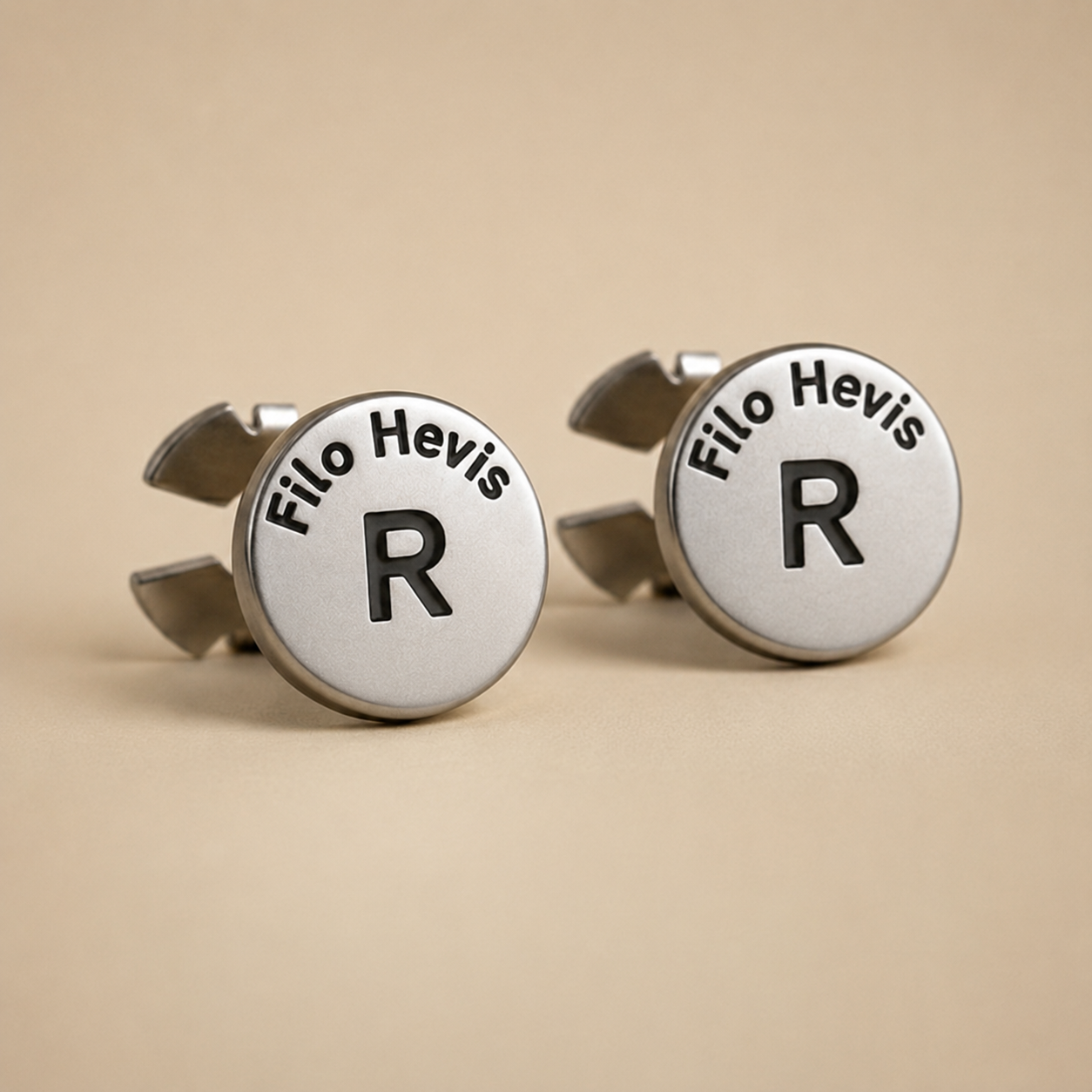 Filohevis Personalised Silver Initial Cufflinks – R | Engraved Letter Unisex Metal Cufflinks | Formal Shirt Accessory (1 Pair)