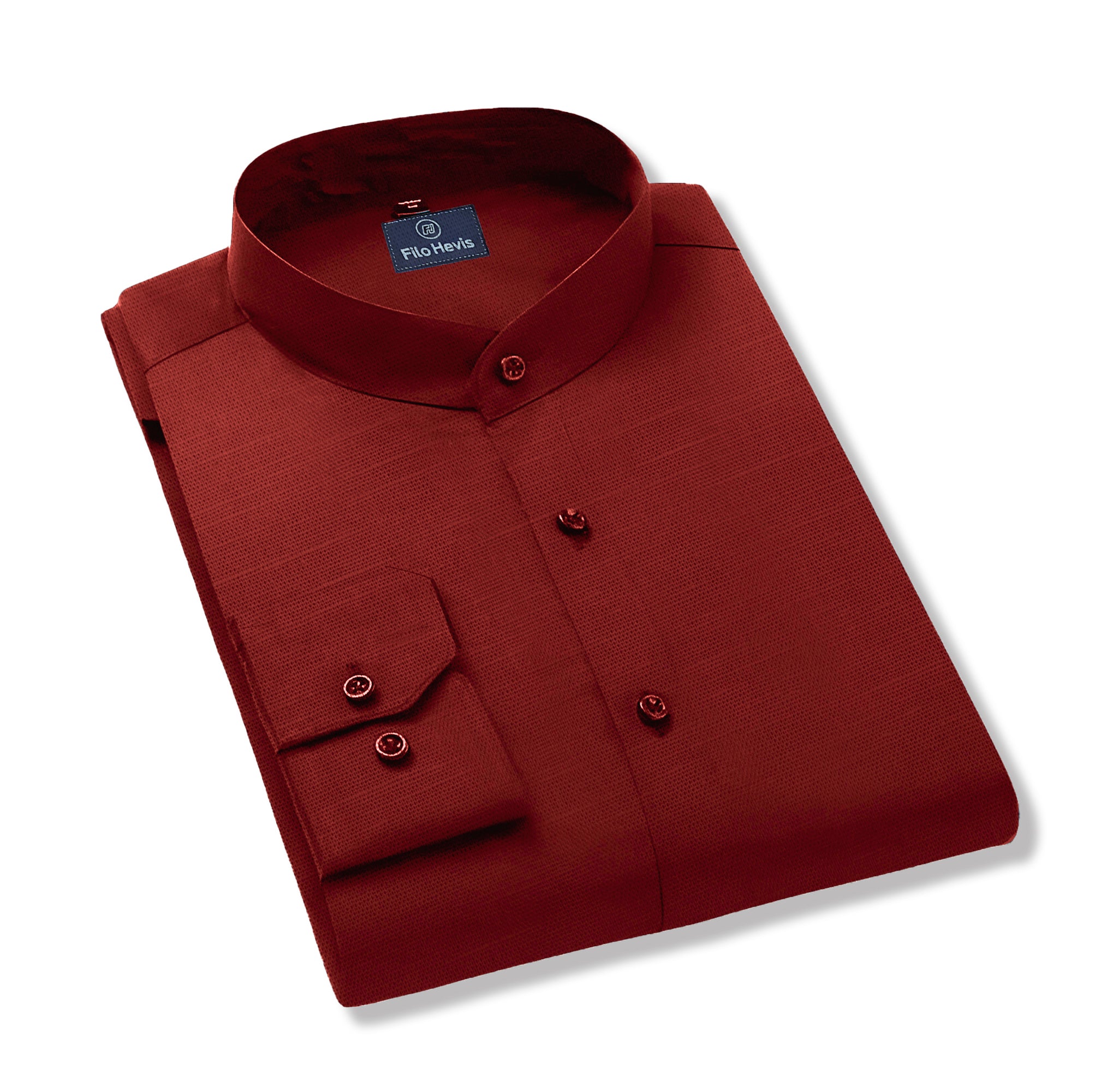 MEN’S CHINESE COLLAR SHIRT | FULL SLEEVE COTTON LINEN T-NECK SHIRT | RED COLOR