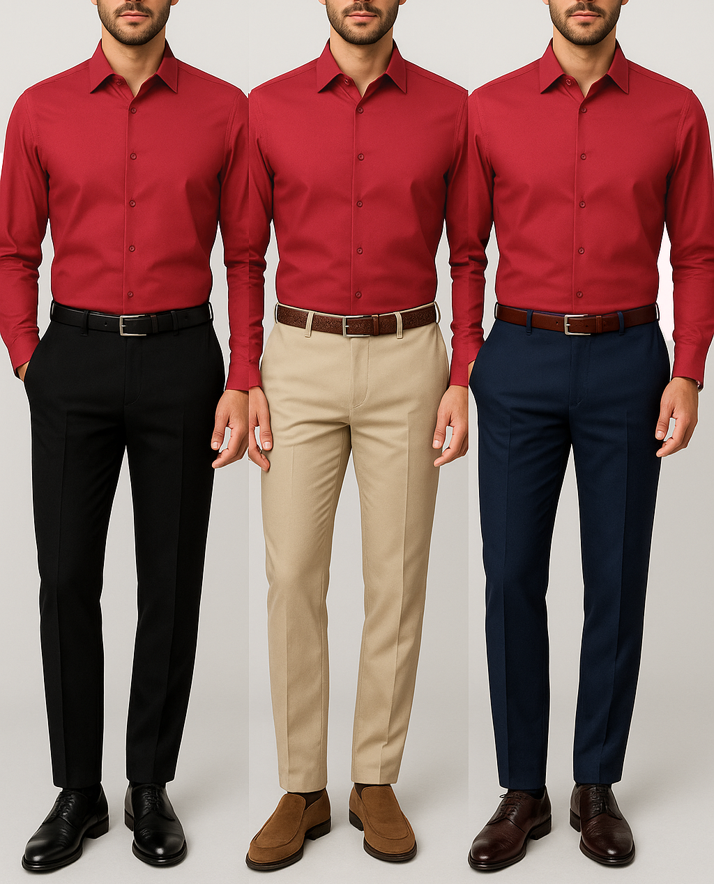 Men's Satin Lycra formal Full Sleeve Shirt Red