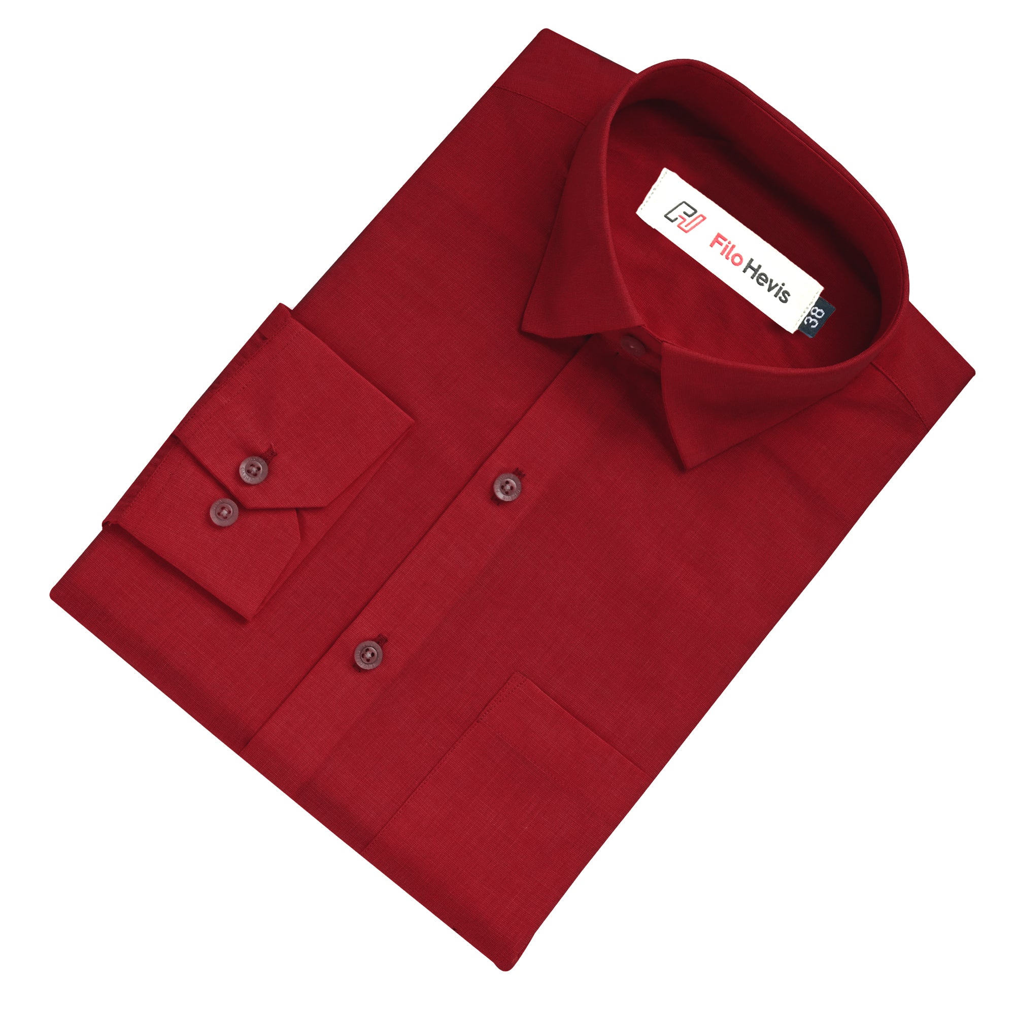 Filafil Fabric Regular Fit Formal Shirt Full Sleeve -Red