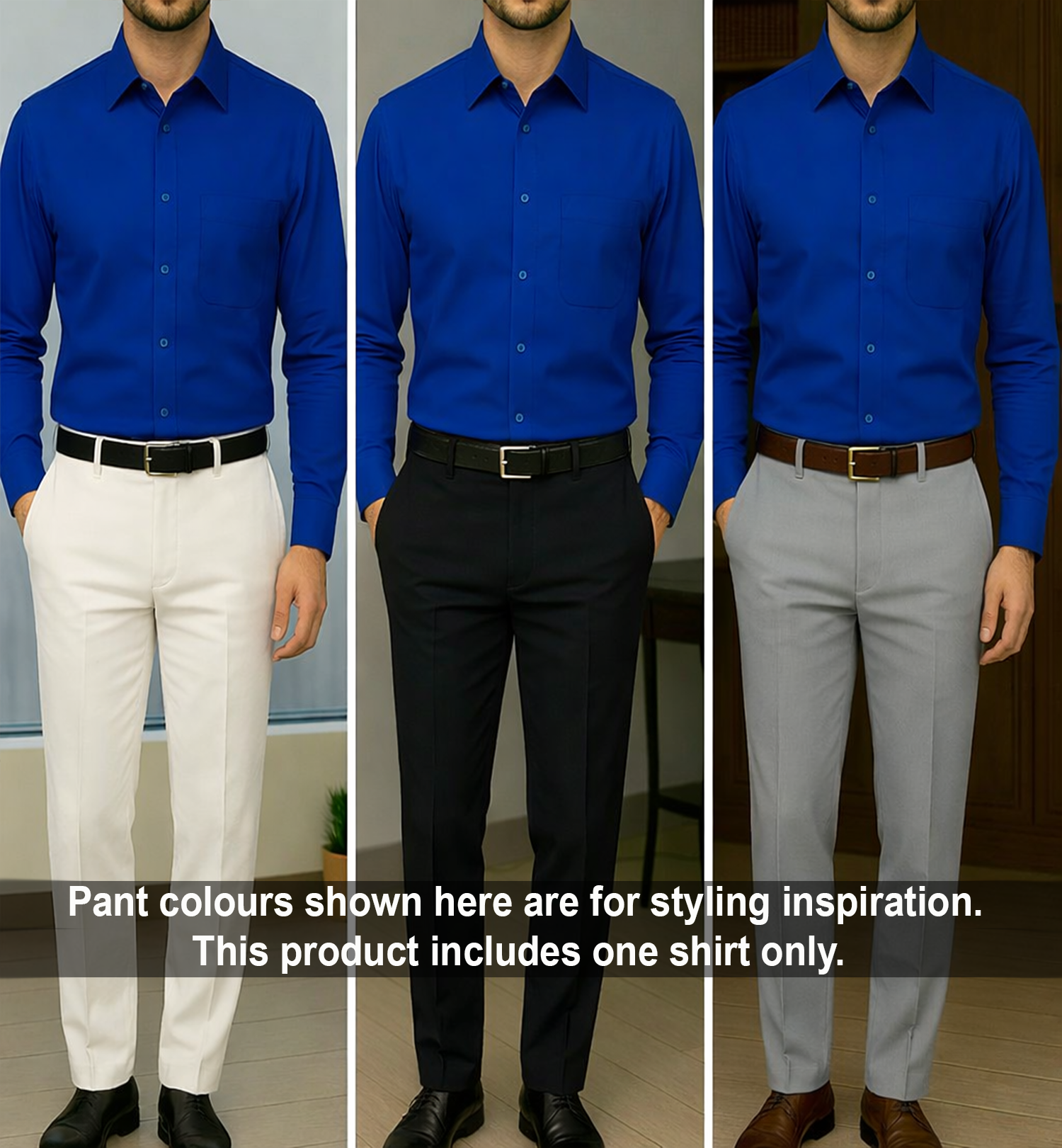 PLATINUM COTTON SATIN FORMAL SHIRT FOR MEN (Single Pocket)-Royal Blue