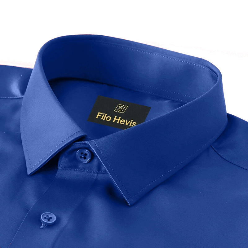 Cotton Satin Formal Shirt for Men - Regular Fit Full Sleeve | Royal Blue Filo Hevis