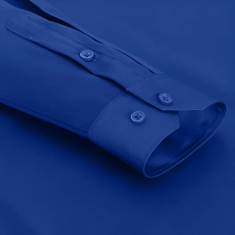 Cotton Satin Formal Shirt for Men - Regular Fit Full Sleeve | Royal Blue Filo Hevis