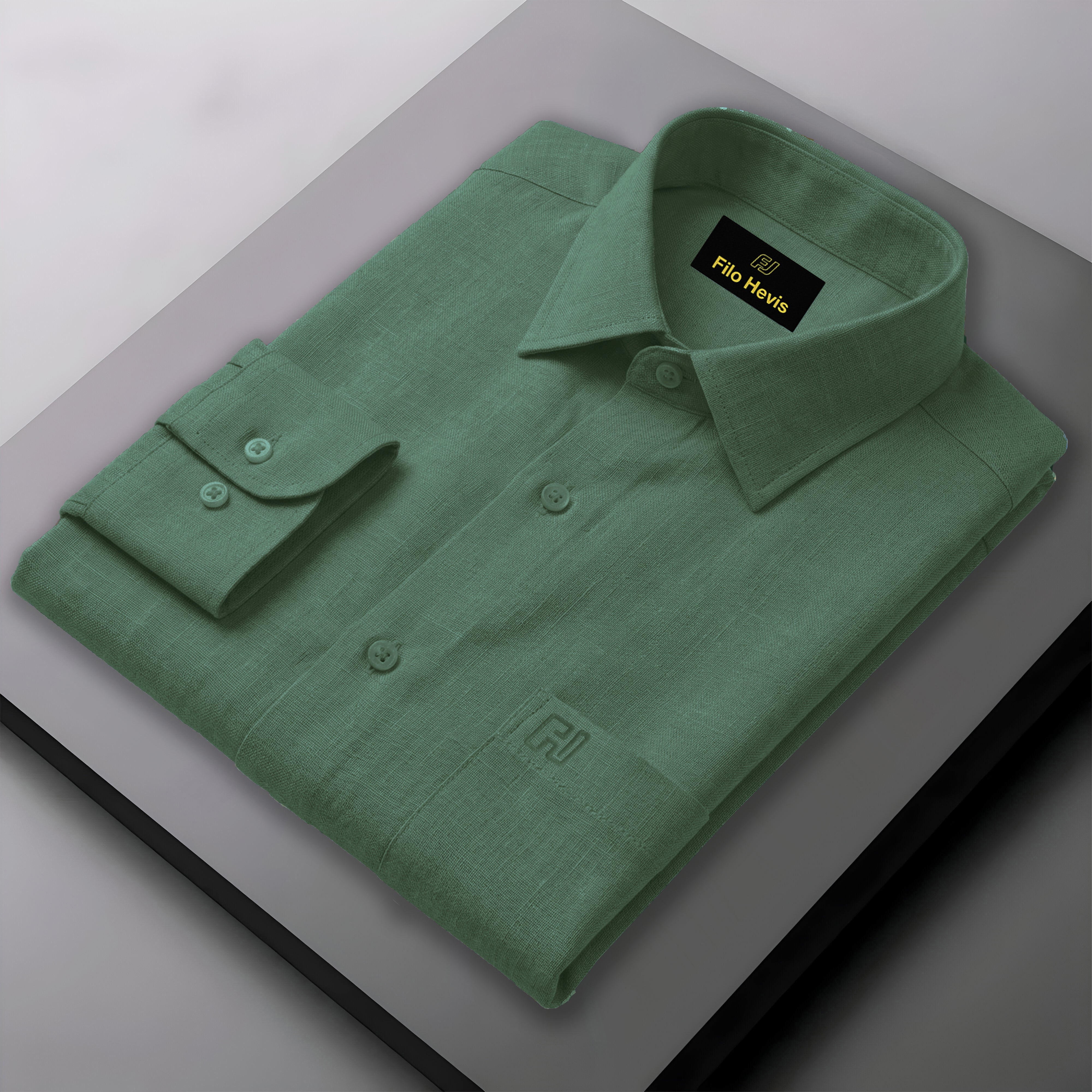 FINE LINEN SHIRTS FOR MEN (Full Sleeves)-Light Green/Sage Green