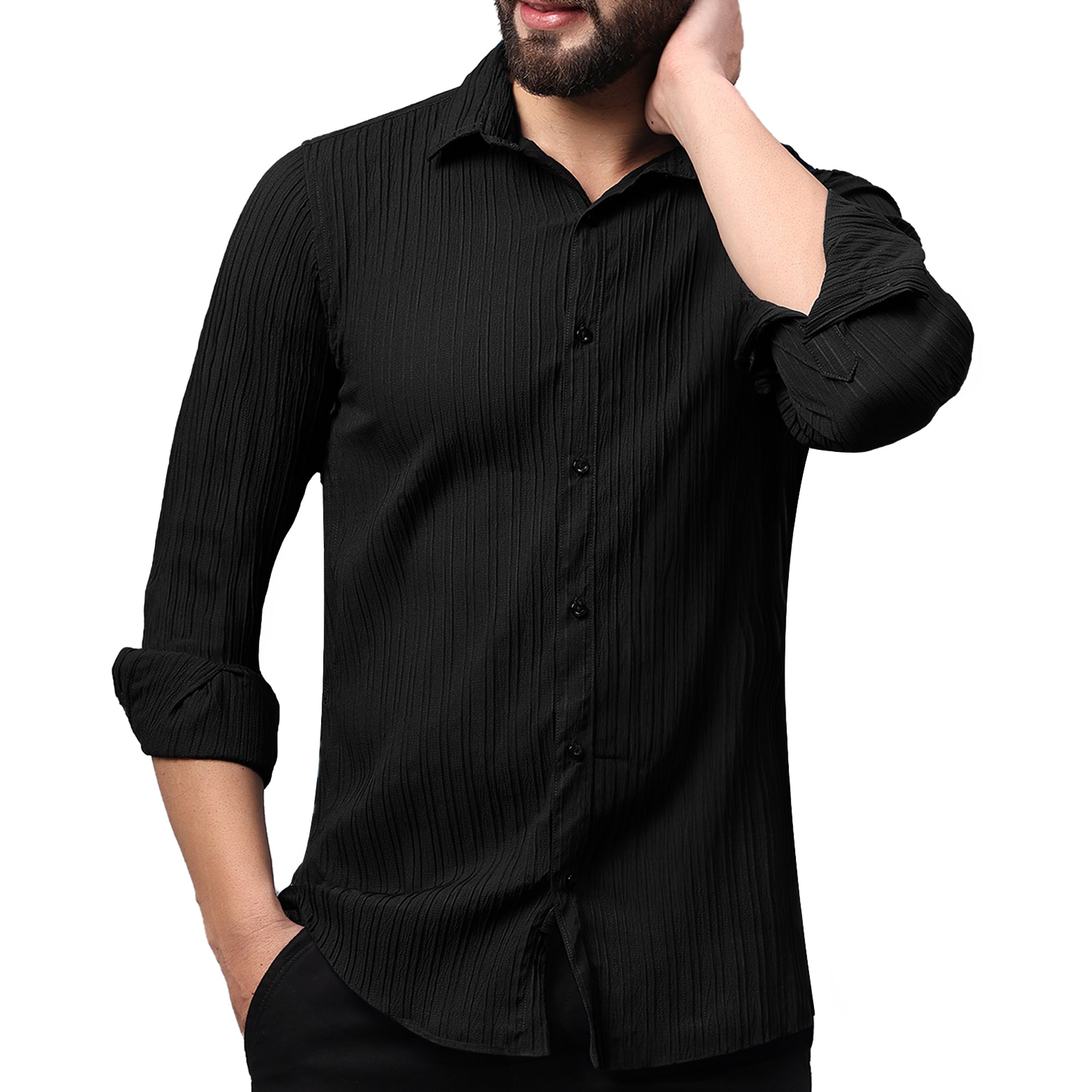 Self Stripe Black Shirt