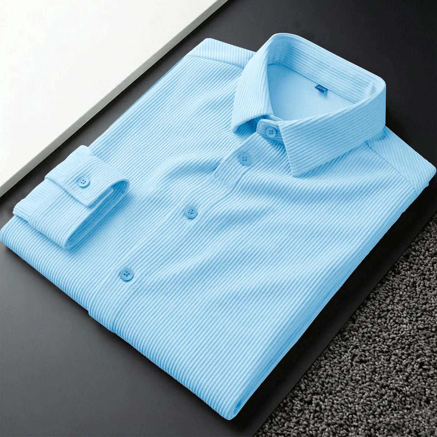striped corduroy shirt sky blue