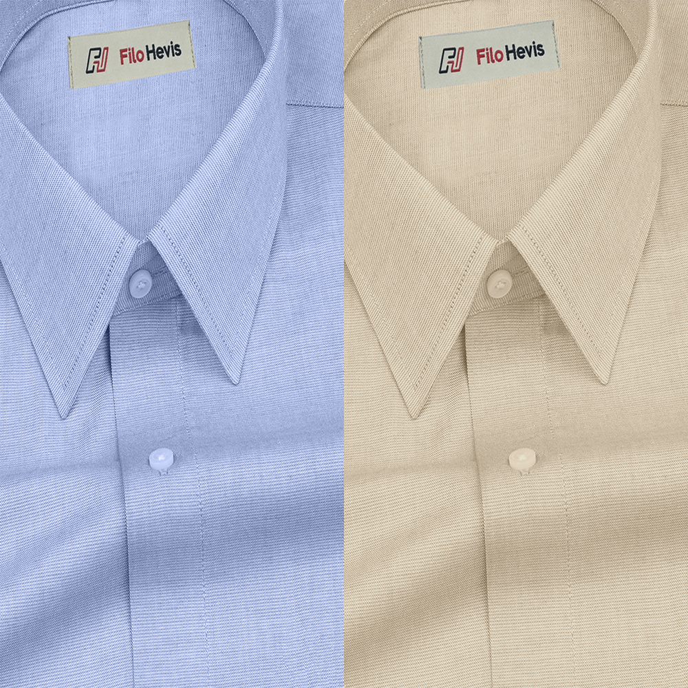 Combo of 2 Filafil Fabric Regular Fit Formal Shirts – Sky & Cream (Single Pocket)