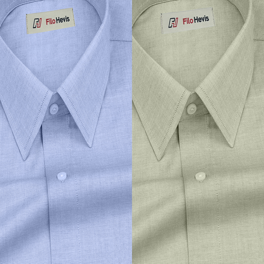 Combo of 2 Filafil Fabric Regular Fit Formal Shirts – Sky & Light Greyish Green (Single Pocket)