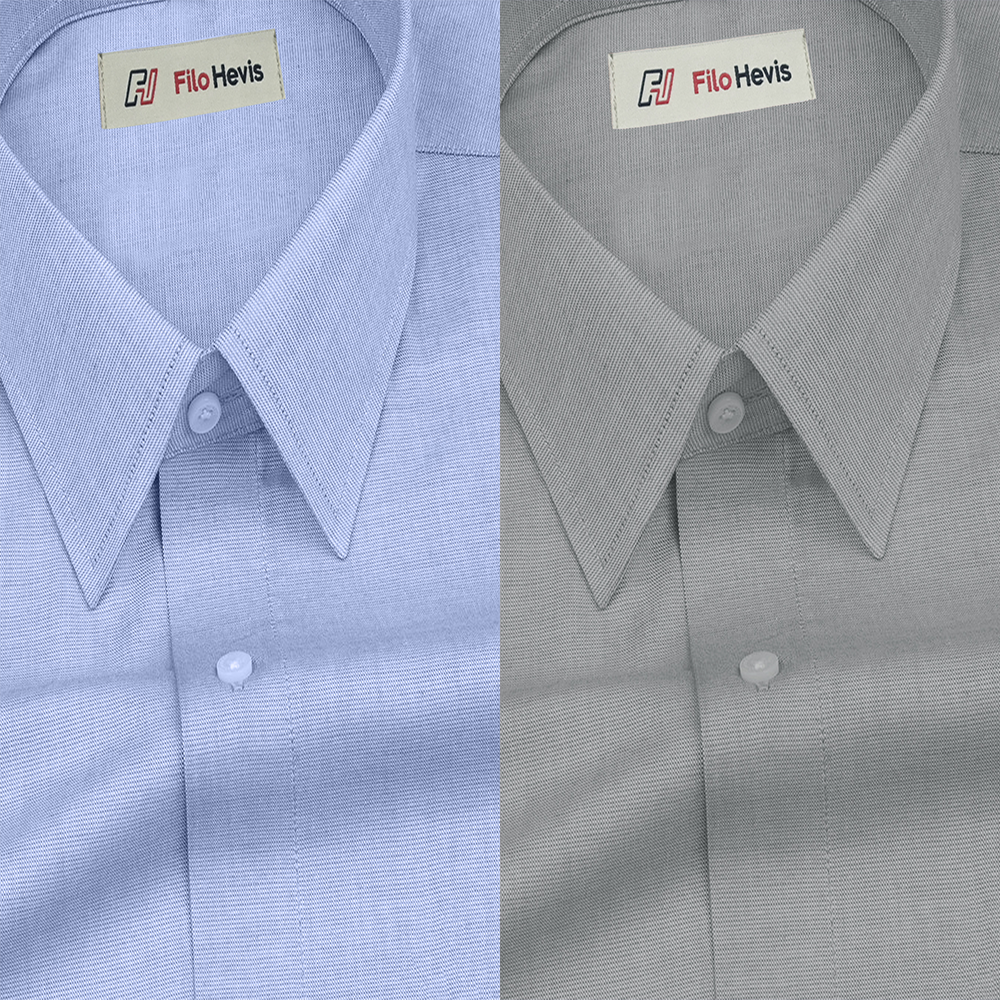 Combo of 2 Filafil Fabric Regular Fit Formal Shirts – Sky & Grey (Single Pocket)