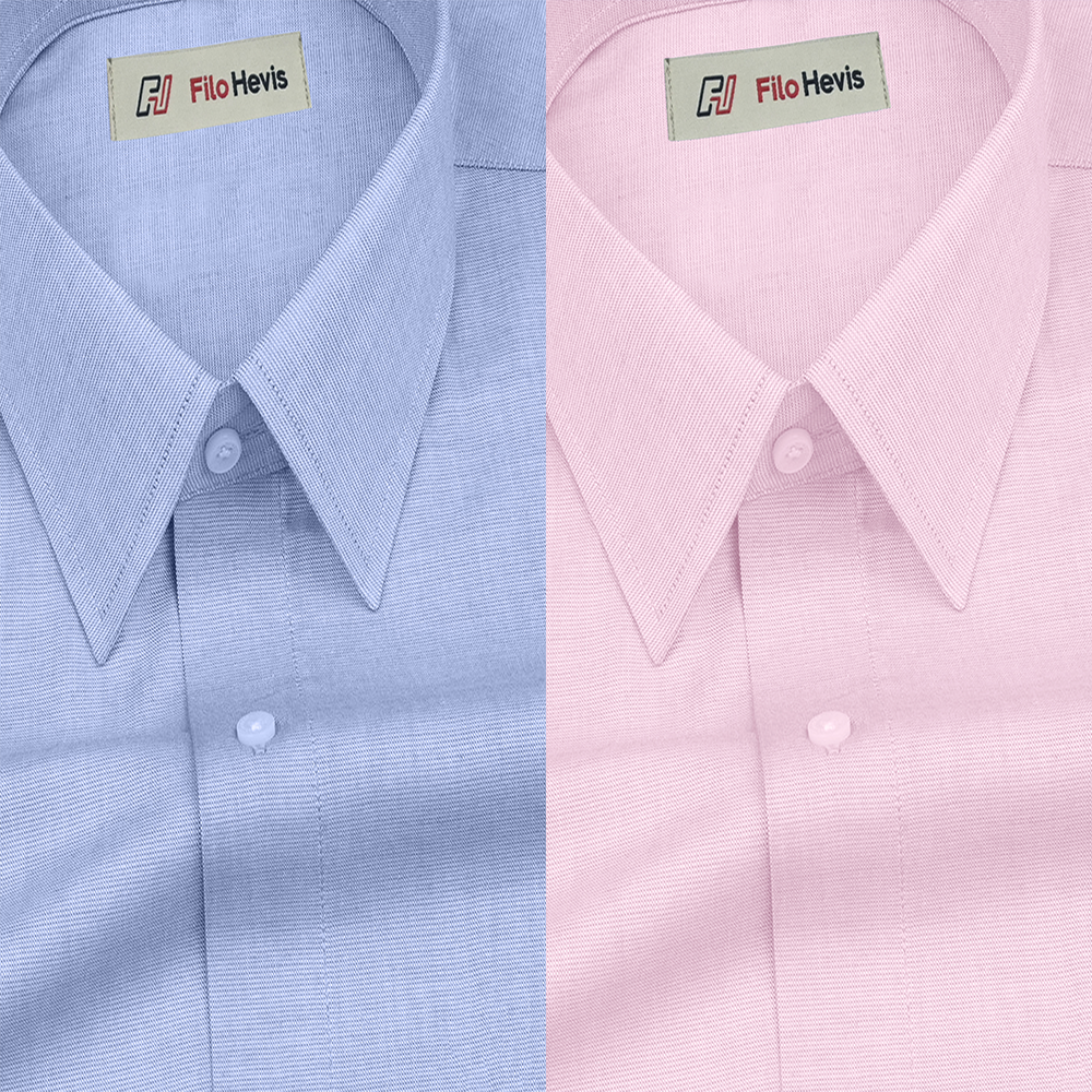 Combo of 2 Filafil Fabric Regular Fit Formal Shirts – Sky & Light Pink (Single Pocket)