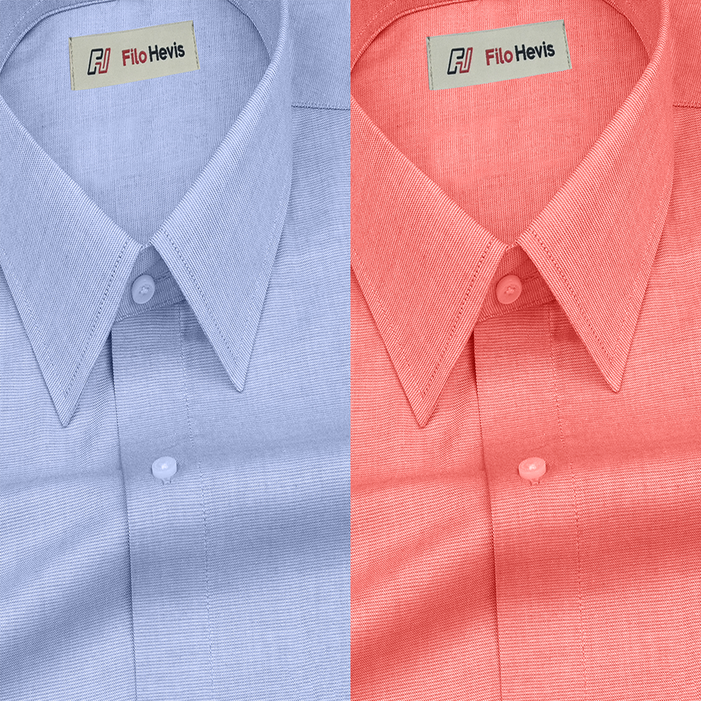 Combo of 2 Filafil Fabric Regular Fit Formal Shirts – Sky & Peach (Single Pocket)