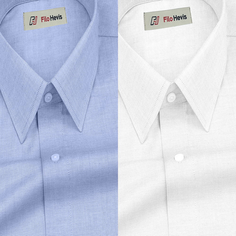Combo of 2 Filafil Fabric Regular Fit Formal Shirts – Sky & White (Single Pocket)