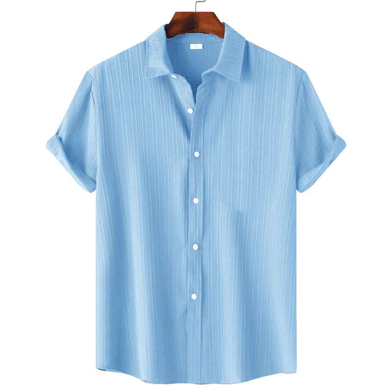Men’s Textured Popcorn Half Sleeve Casual Shirt – Sky
