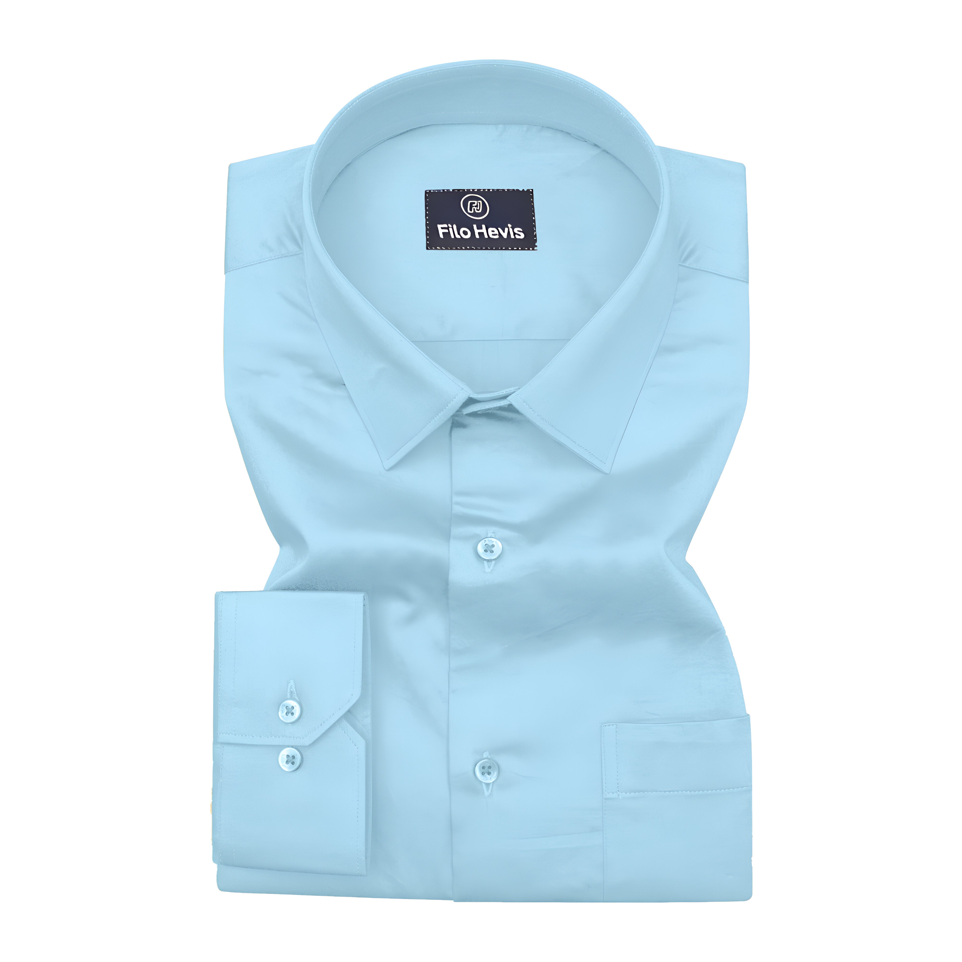 PLATINUM COTTON SATIN FORMAL SHIRT FOR MEN (Single Pocket)-Sky Blue