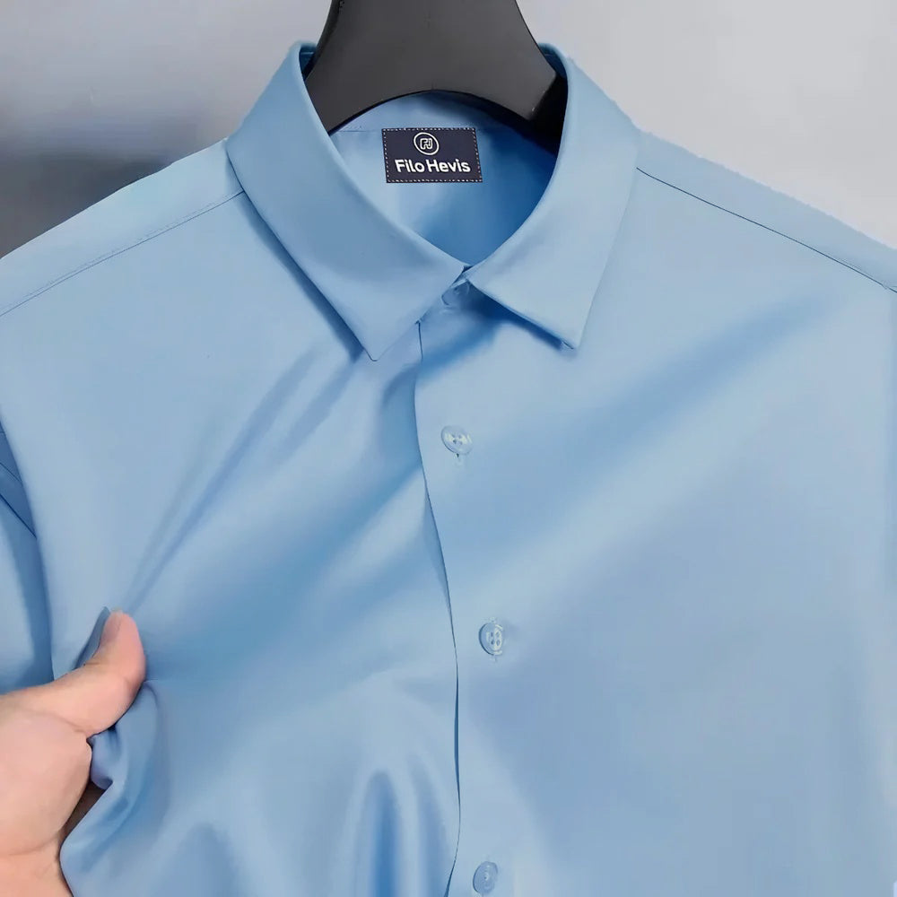 Men's Satin Lycra formal  Full Sleeve shirt Sky Blue