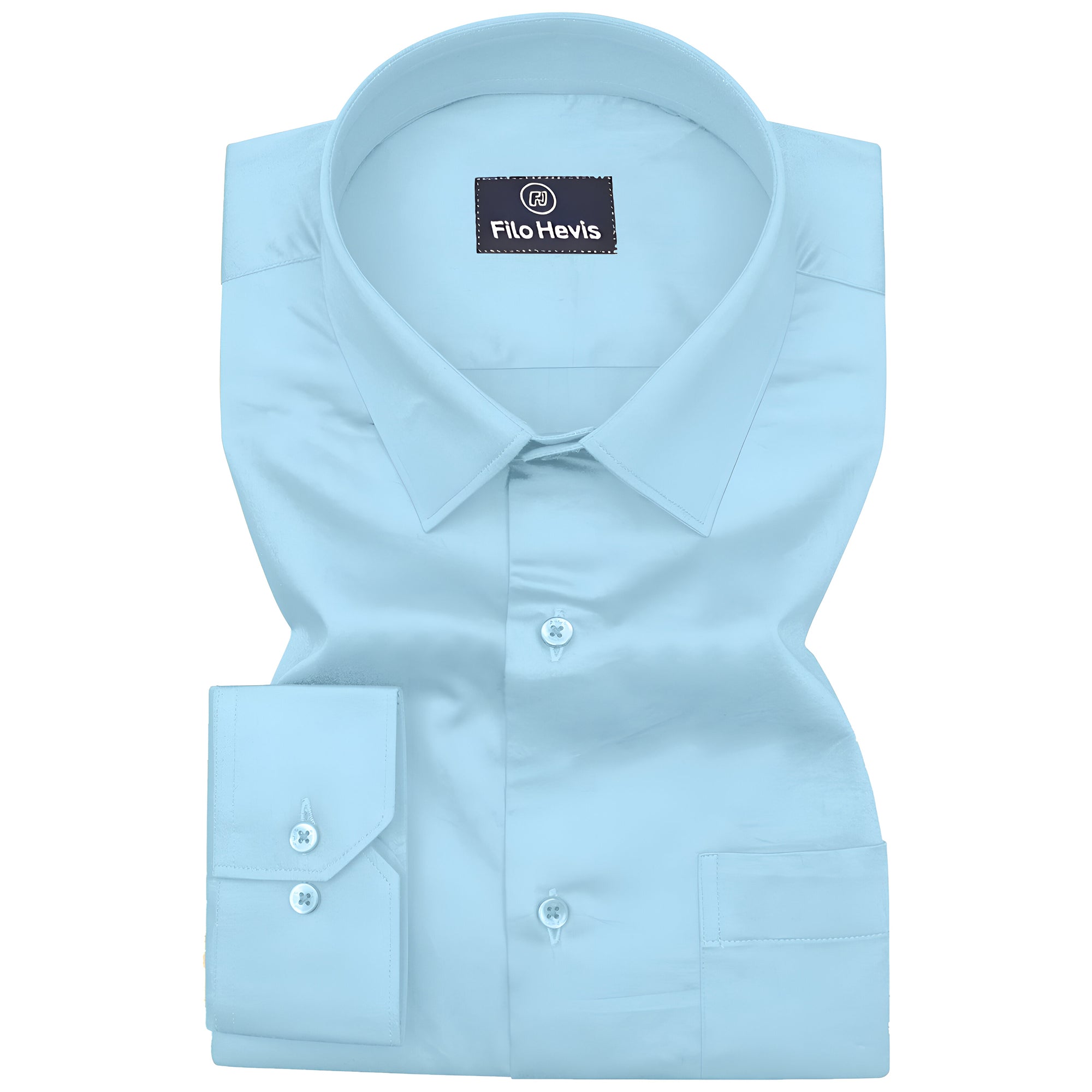 PLATINUM COTTON SATIN FORMAL SHIRT FOR MEN (Single Pocket)-Sky Blue