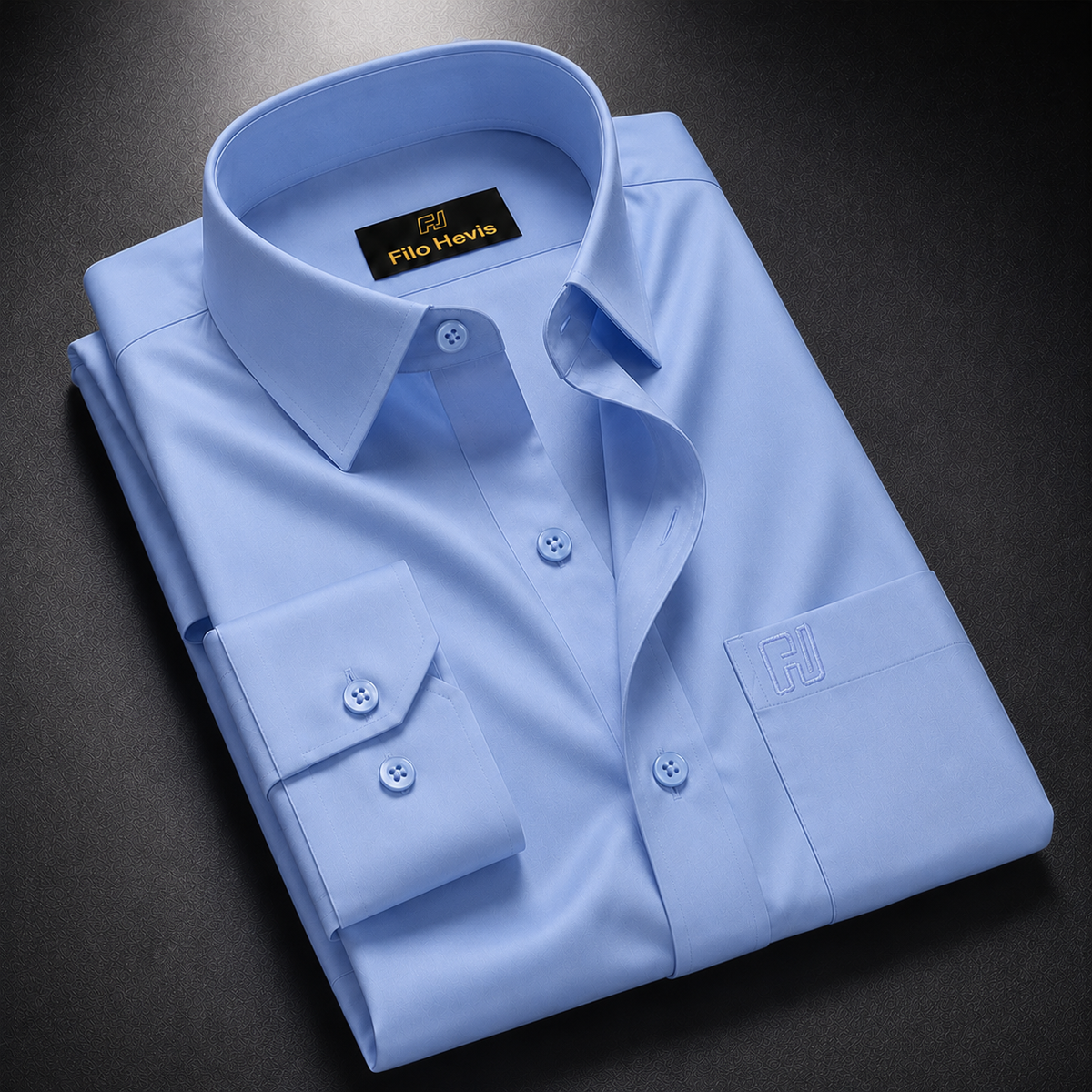 Sky Blue Cotton Satin Formal Shirt for Men