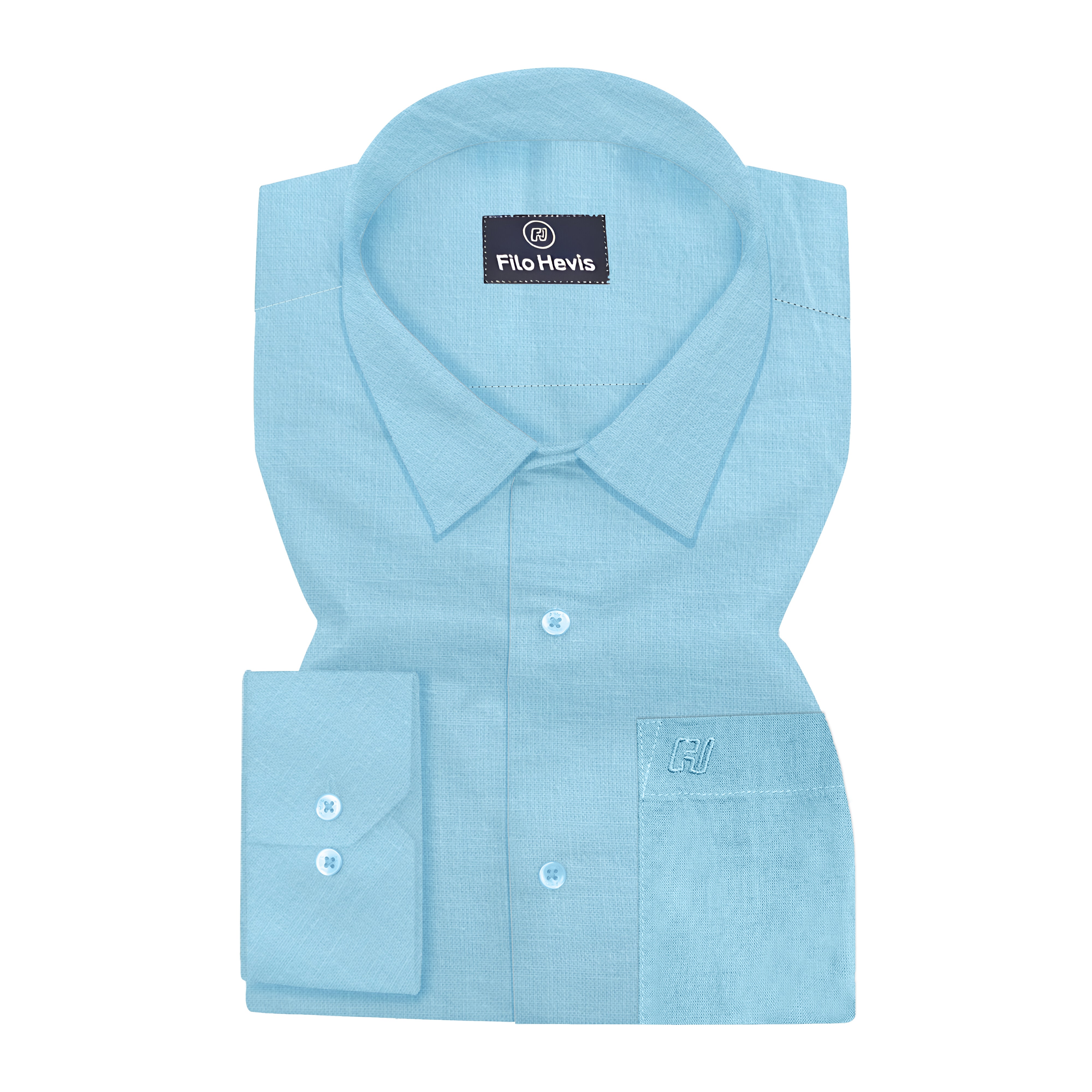 Men's Pure Linen Casual Shirt - Sky