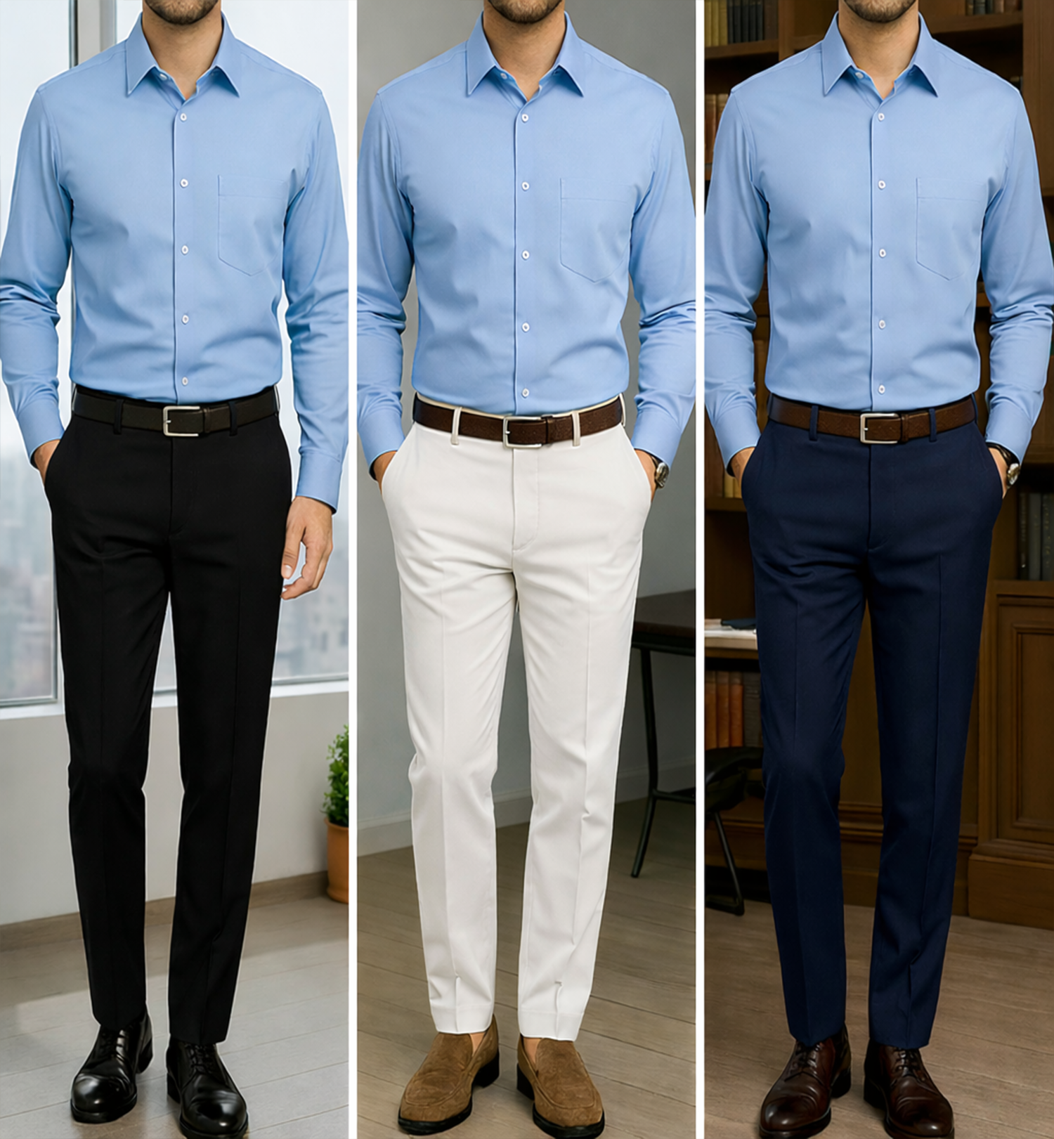 PLATINUM COTTON SATIN FORMAL SHIRT FOR MEN (Single Pocket)-Sky Blue