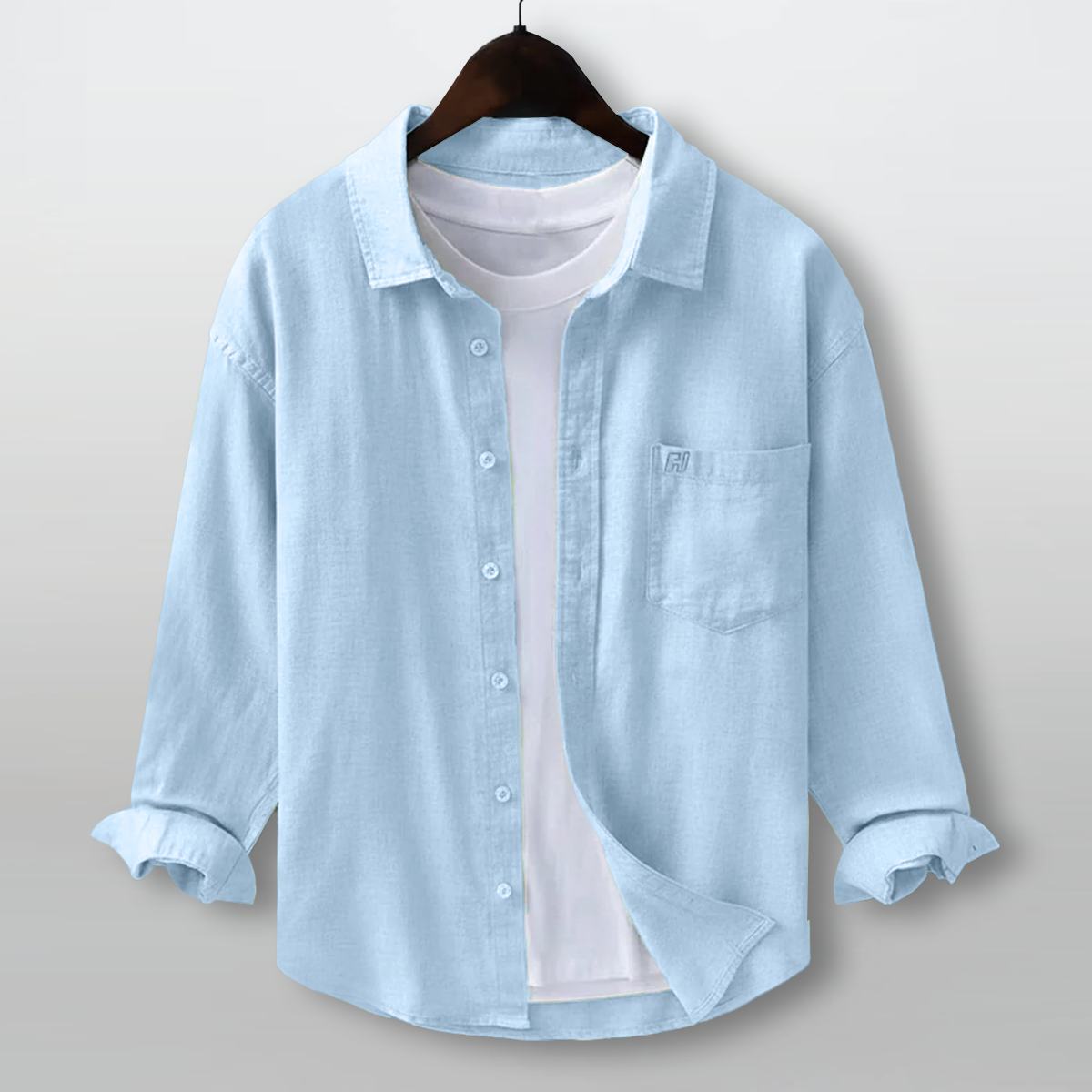 FINE LINEN SHIRTS FOR MEN (Full Sleeves)-Sky