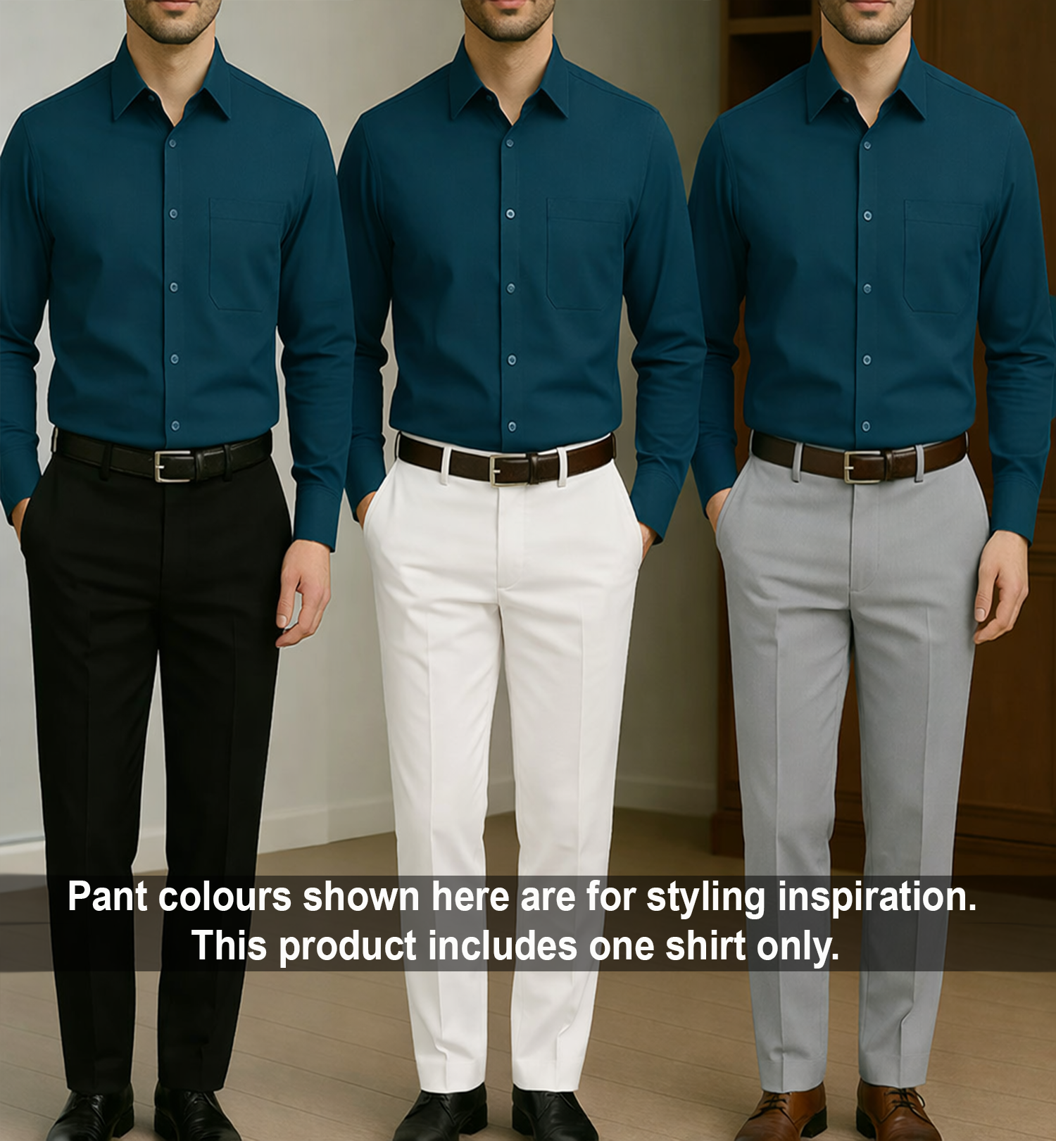 PLATINUM COTTON SATIN FORMAL SHIRT FOR MEN (Single Pocket)-Teal Blue