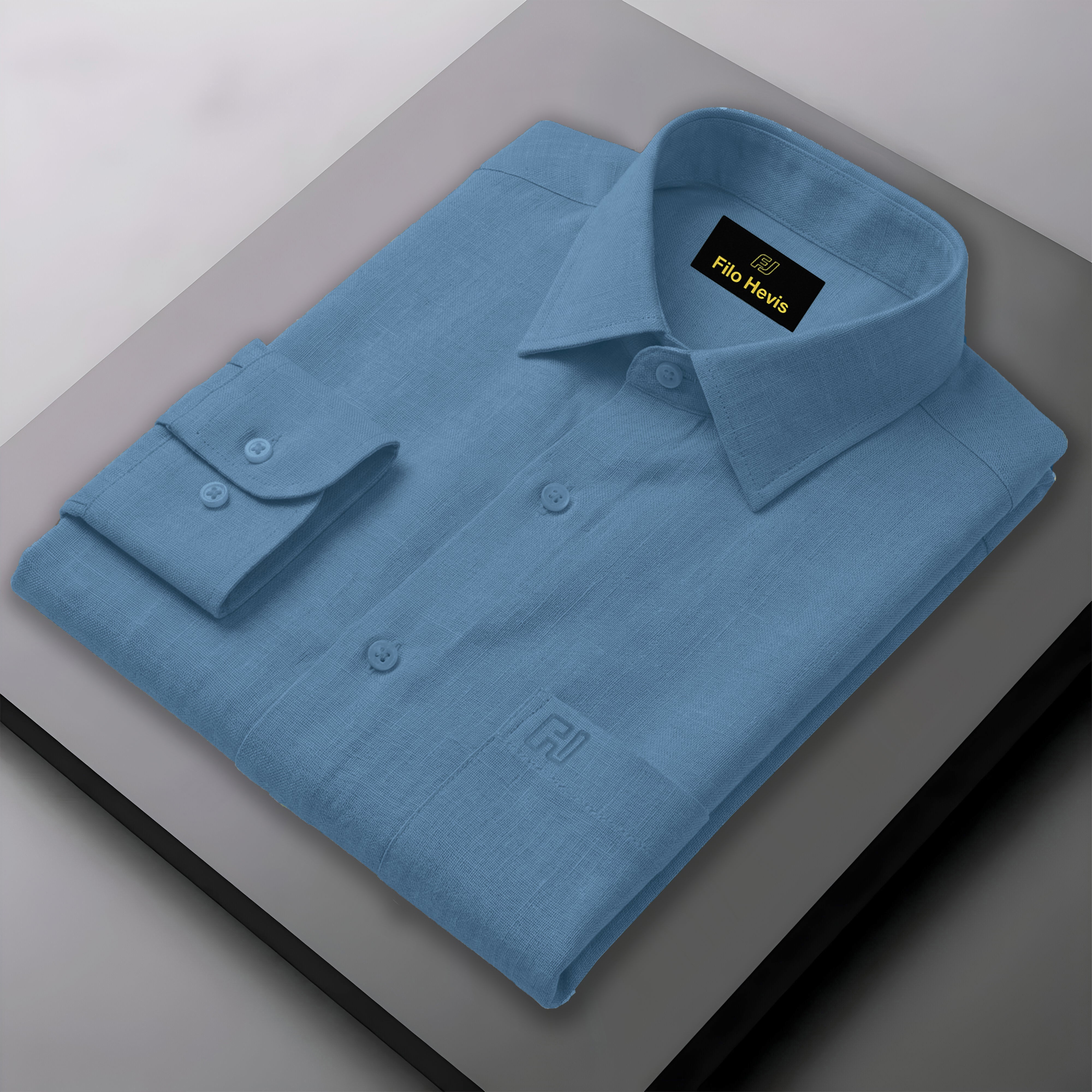 FINE LINEN SHIRTS FOR MEN (Full Sleeves)-Teal Blue