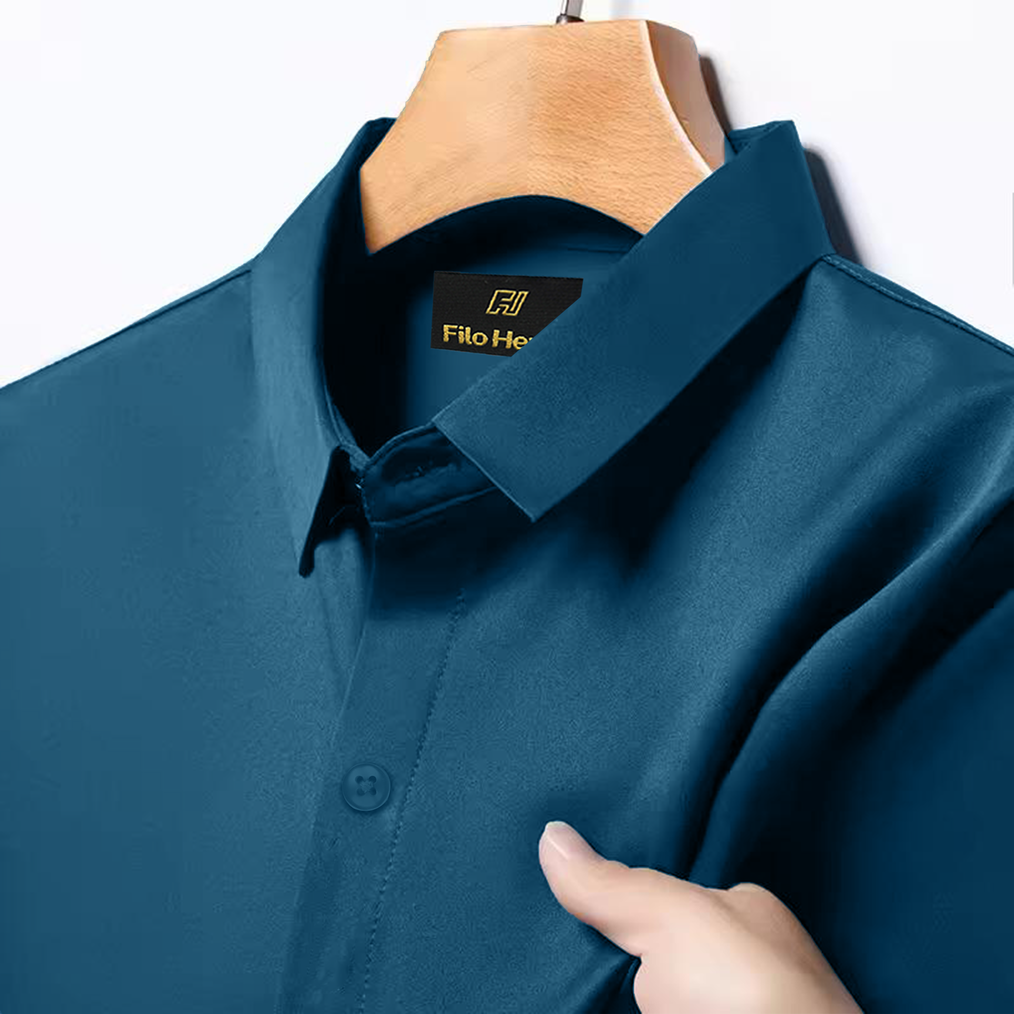 Japanese Lycra Premium Stretch Shirt–Lavender Mist | Ultra-Smooth Formal Fit | Teal Blue